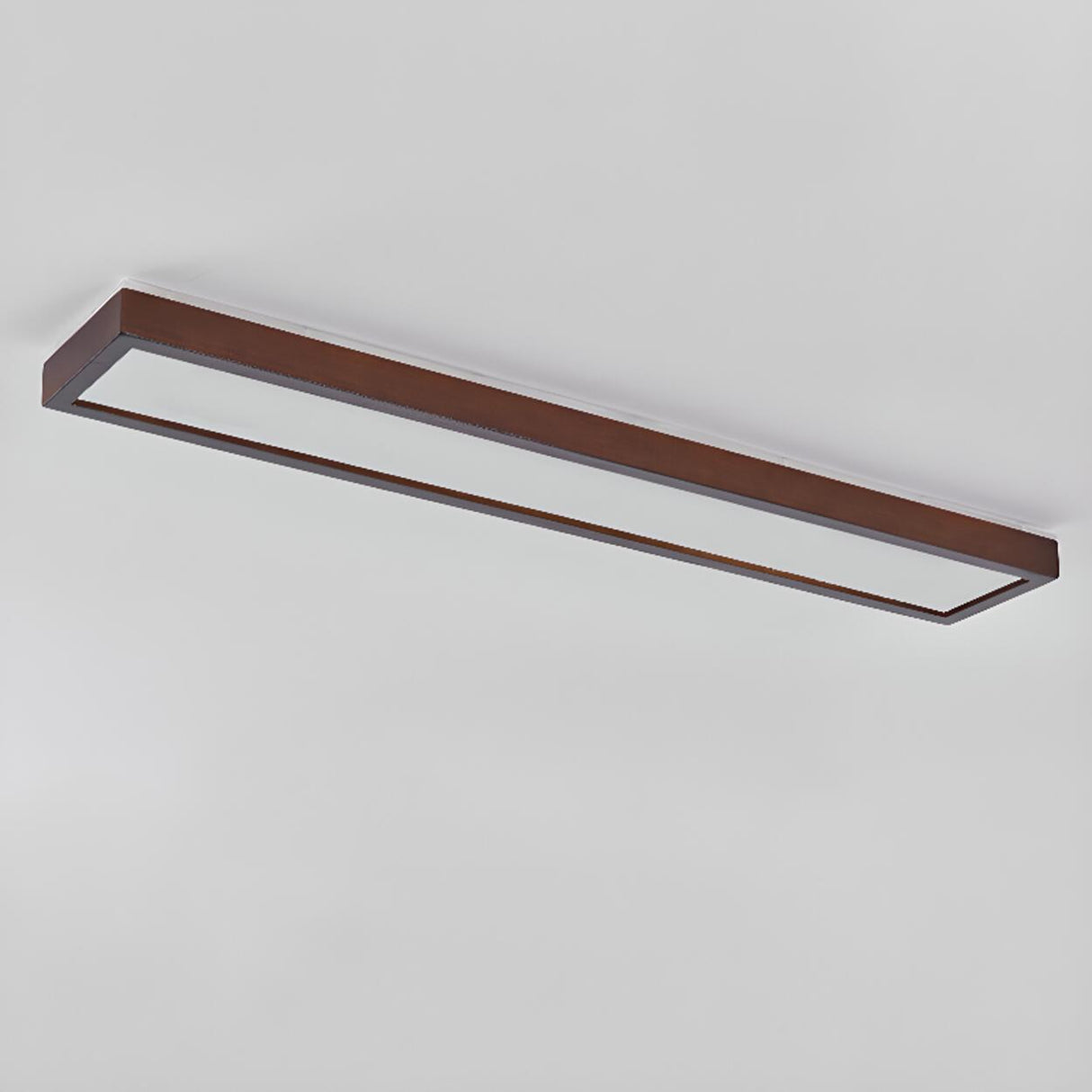 Minimalist Rectangular Wooden LED Flush Mount Light Image - 9
