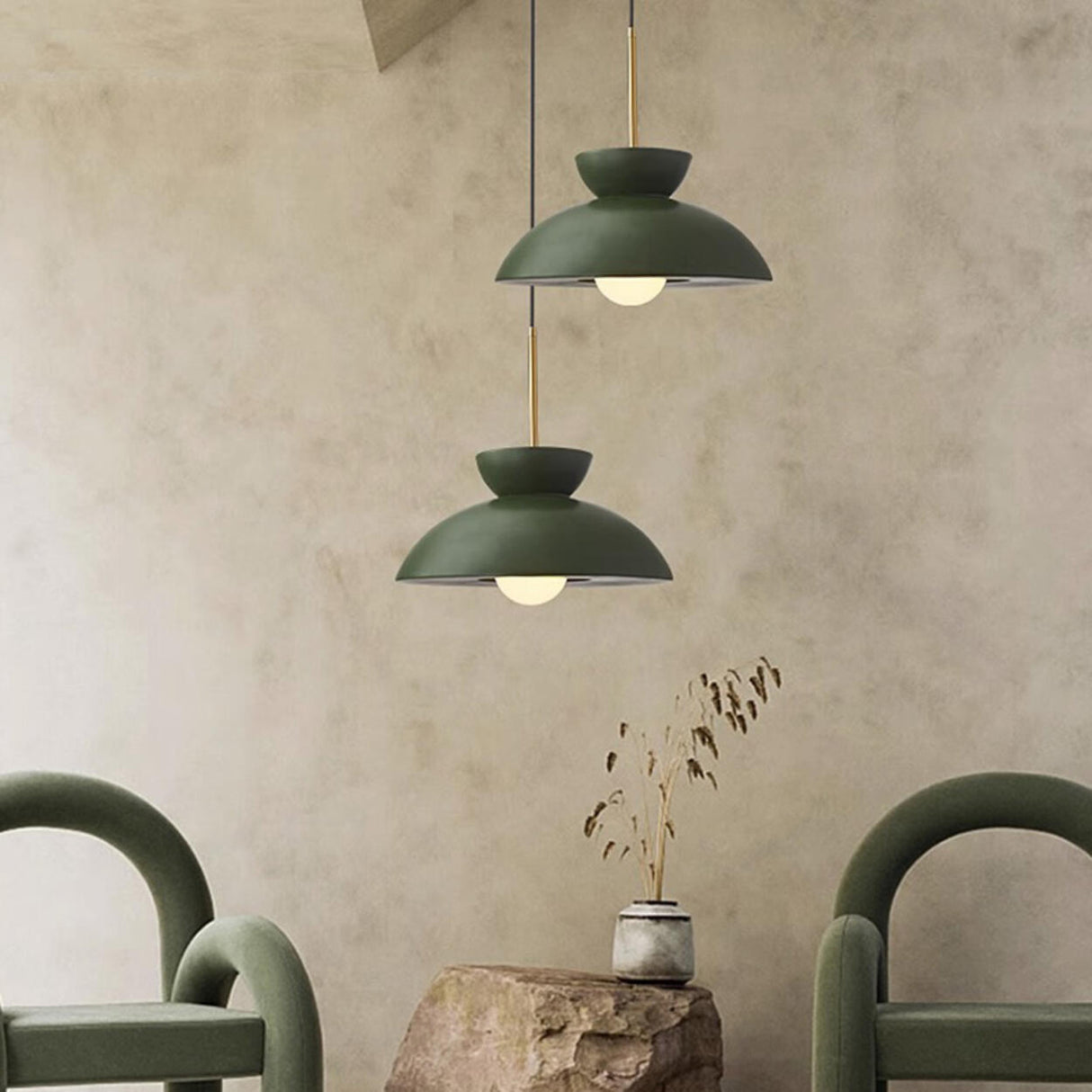 Minimalist Resin Green Dome Dining Room Pendant Light Image - 16