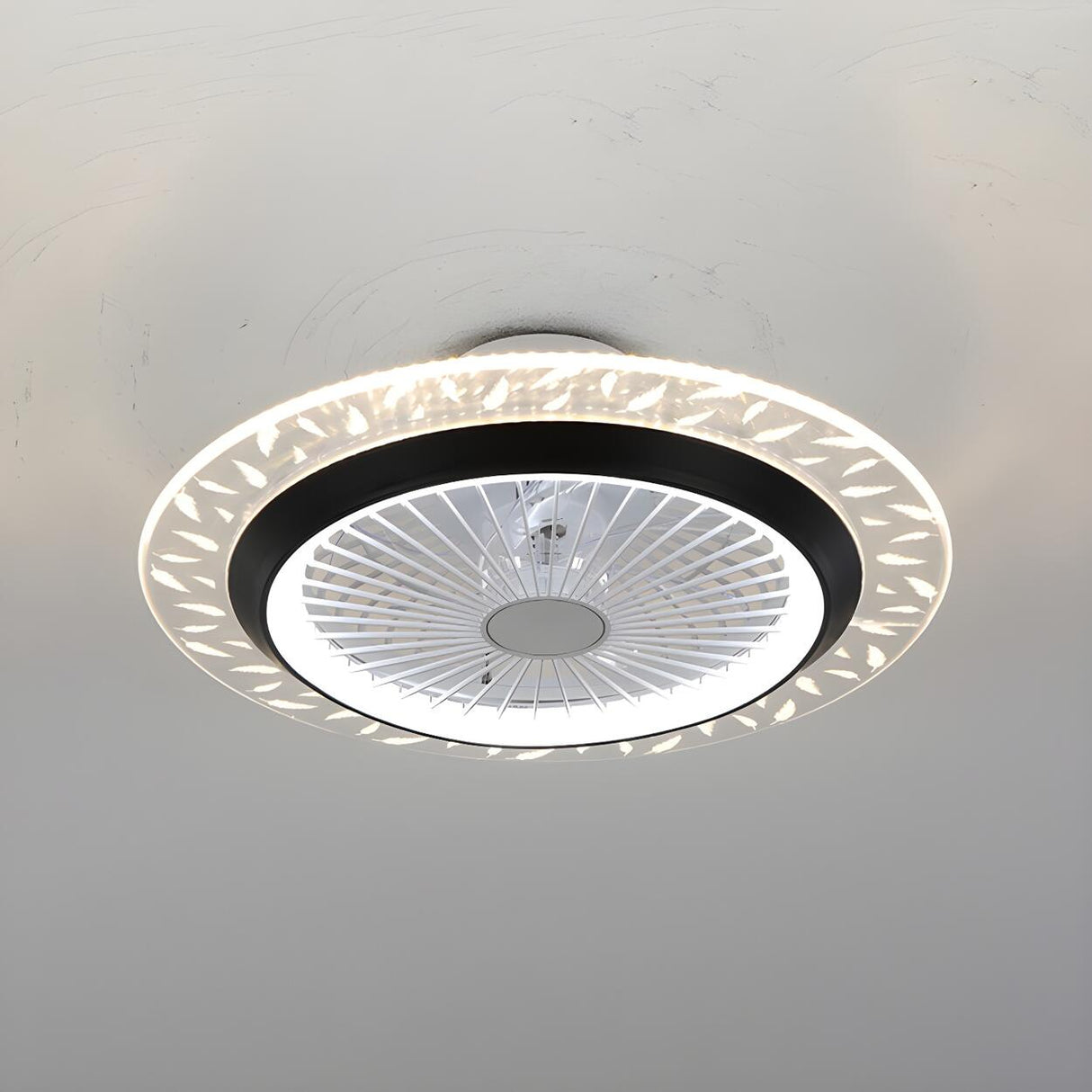 Minimalist Round Bladeless Ceiling Fan with LED Light Image - 11