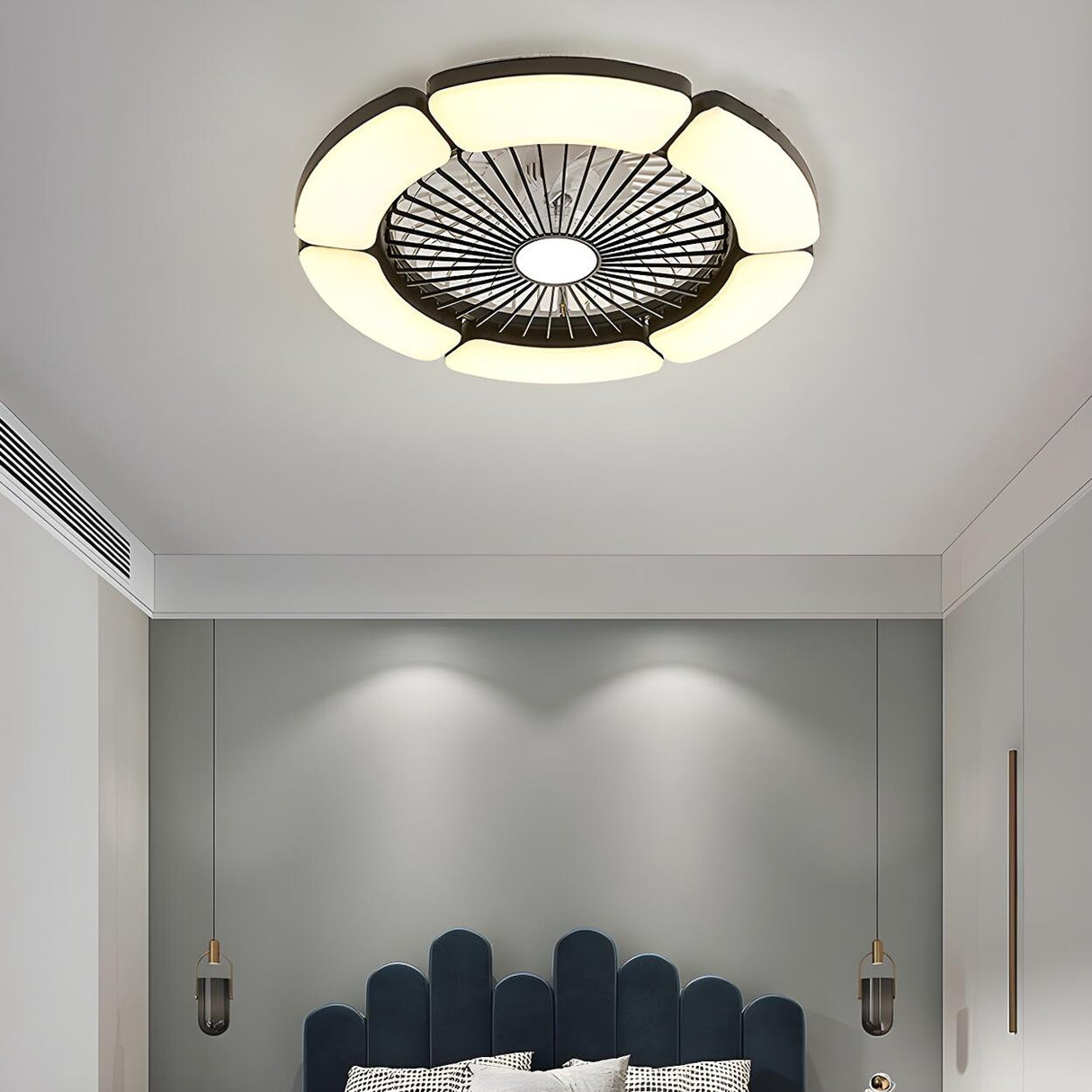 Minimalist Round Bladeless Ceiling Fan with LED Light Image - 21