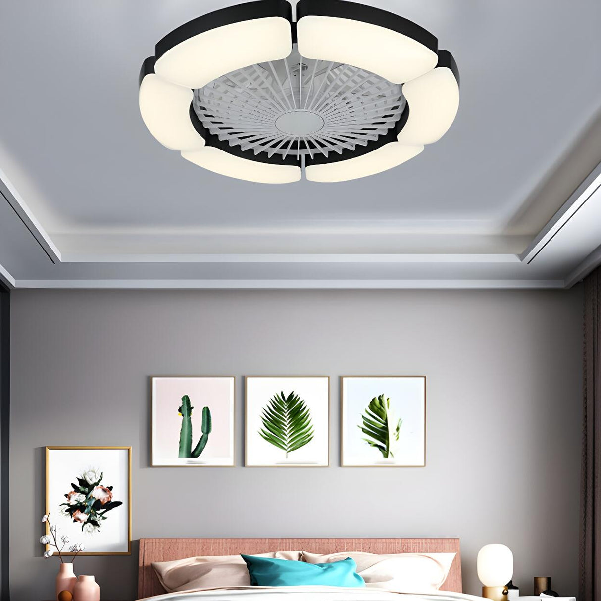 Minimalist Round Bladeless Ceiling Fan with LED Light Image - 22