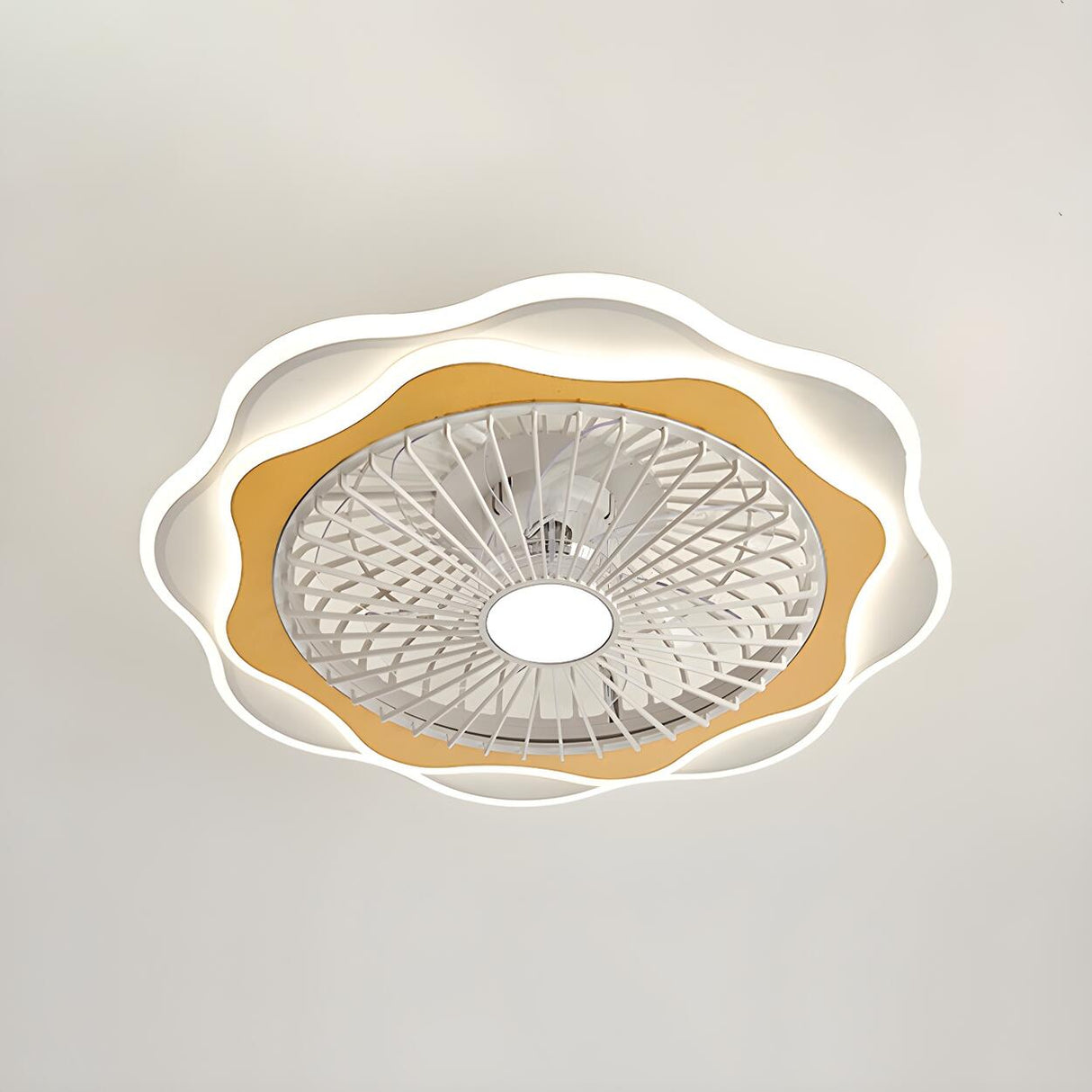 Minimalist Round Bladeless Ceiling Fan with LED Light Image - 5