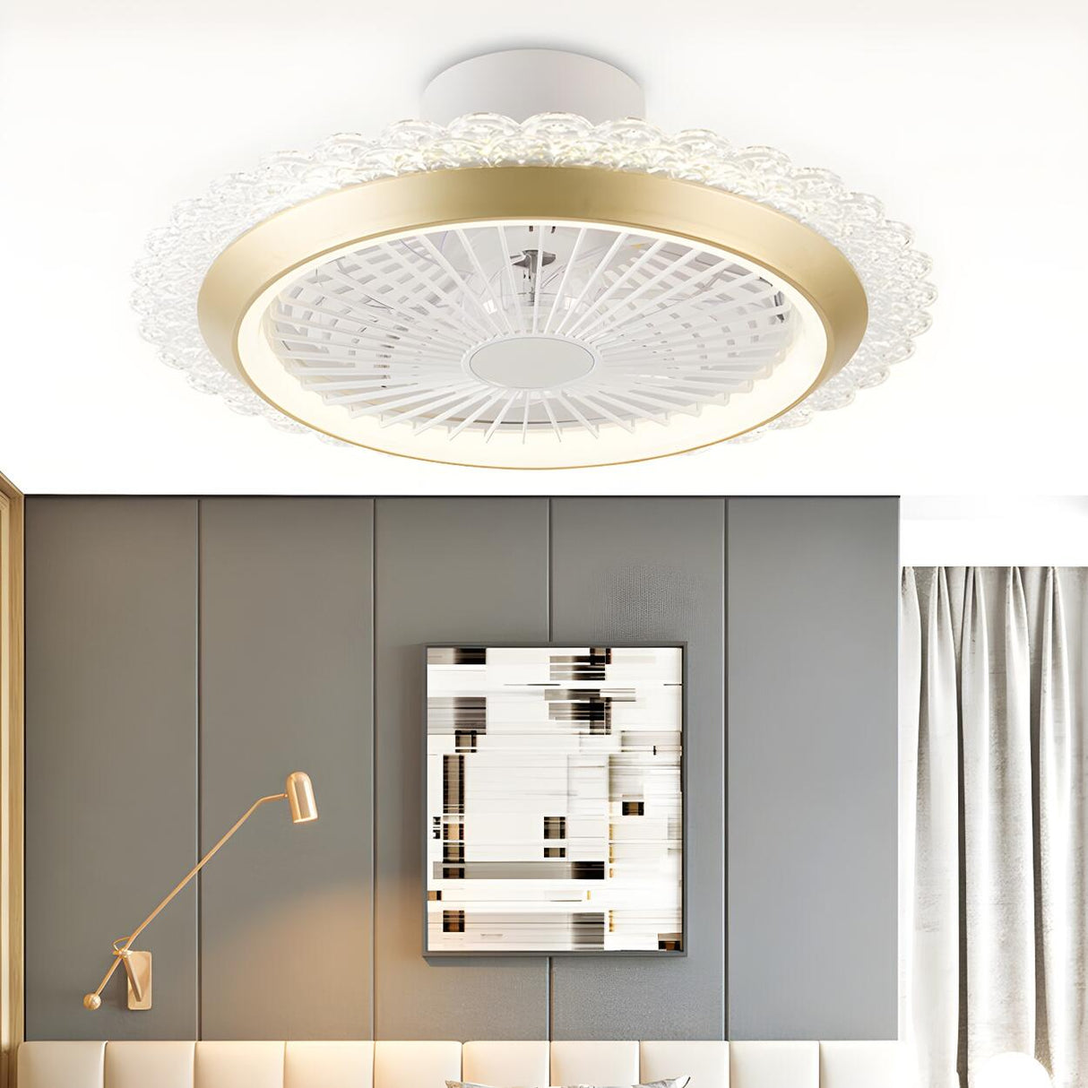 Minimalist Round Bladeless Ceiling Fan with LED Light Image - 6