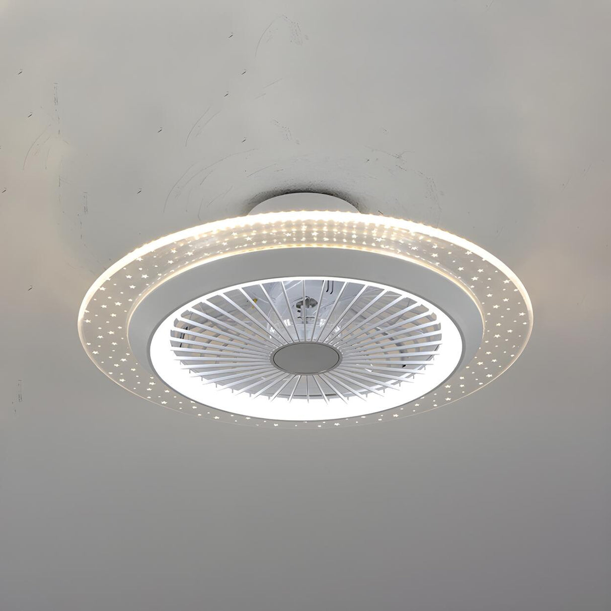 Minimalist Round Bladeless Ceiling Fan with LED Light Image - 8