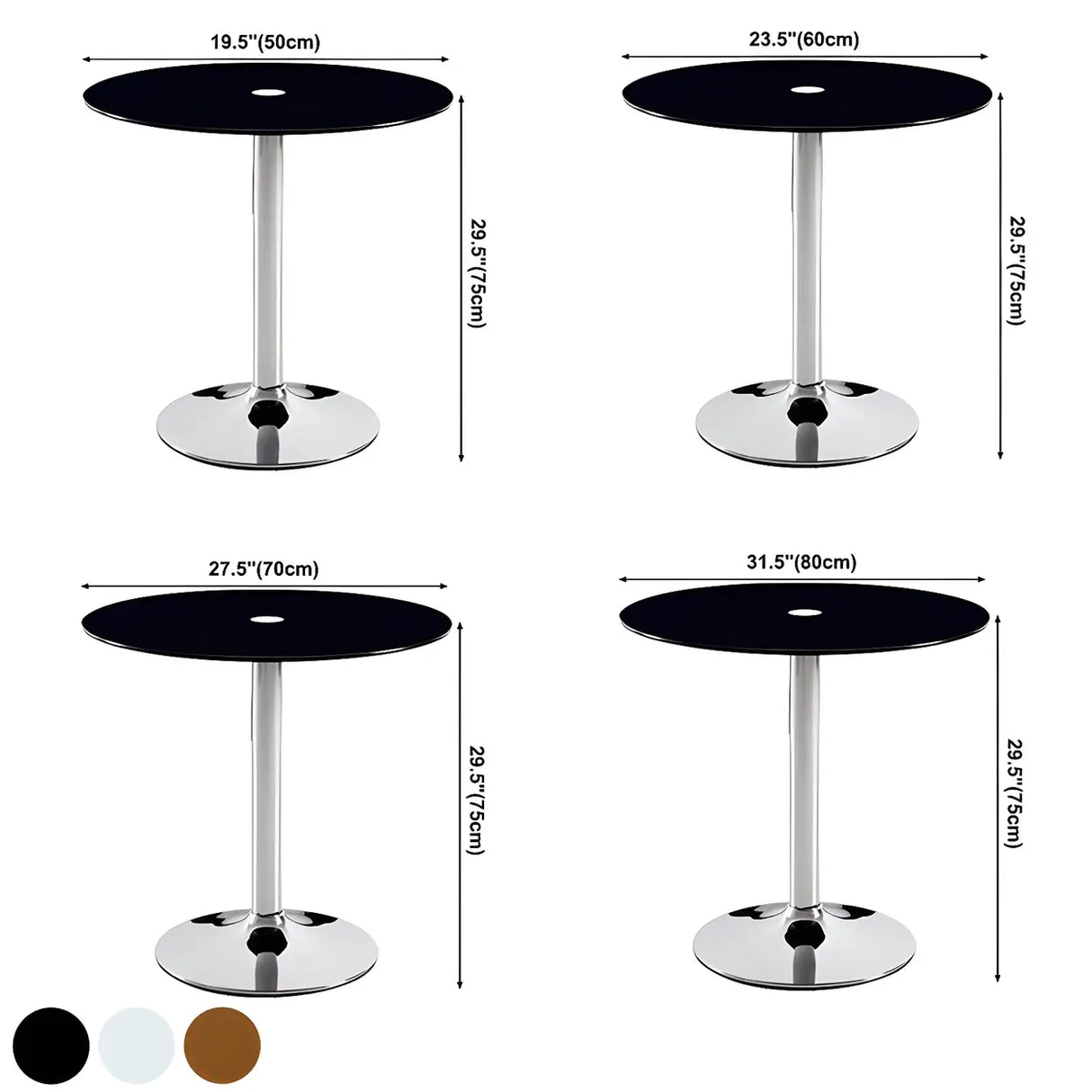 Minimalist Round Glass Black Scratch Resistant Dining Table Image - 12