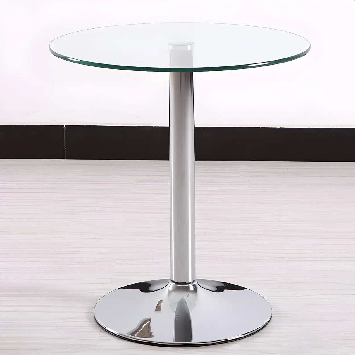 Minimalist Round Glass Black Scratch Resistant Dining Table Image - 13