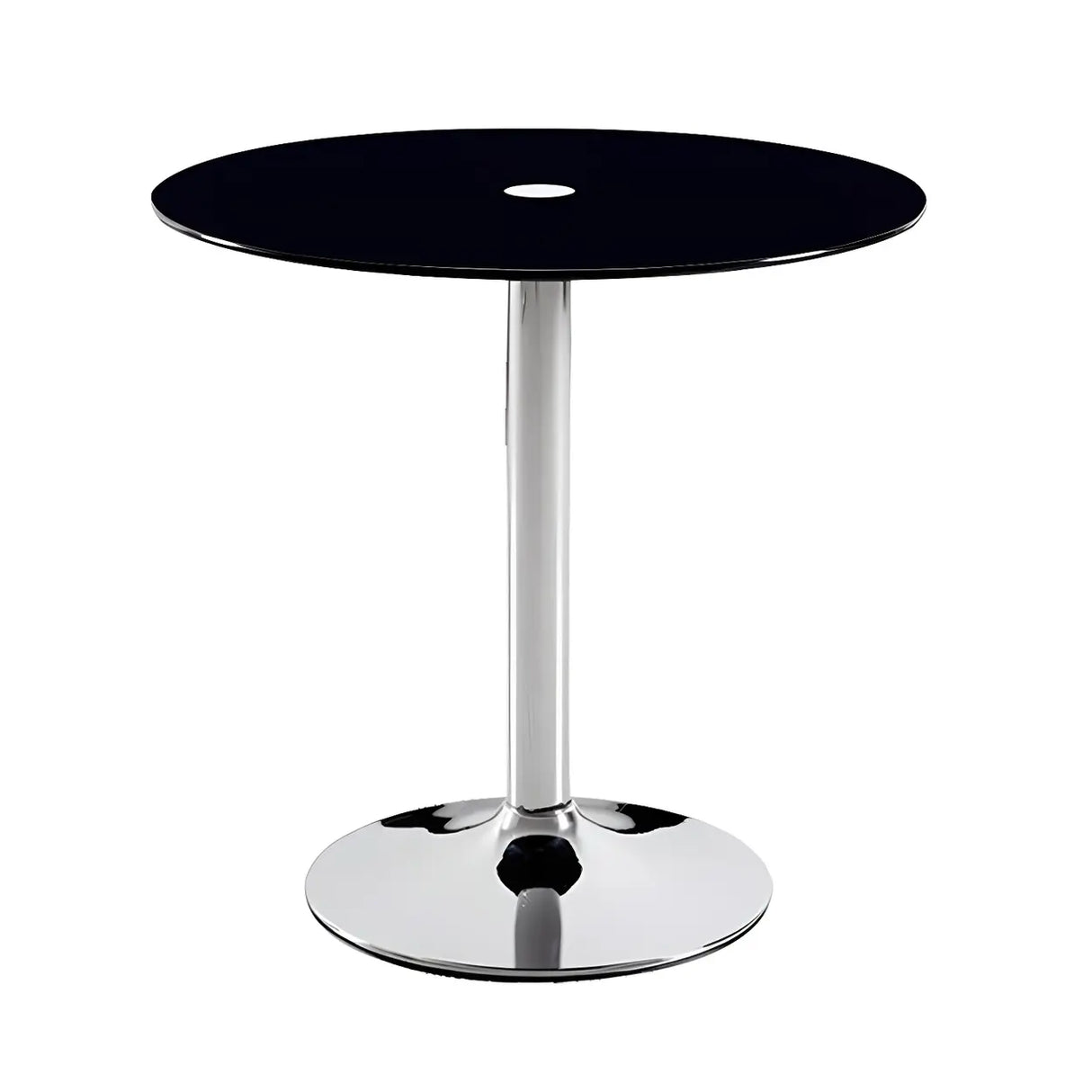 Minimalist Round Glass Black Scratch Resistant Dining Table Image - 2