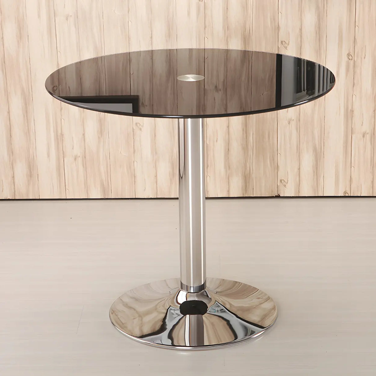 Minimalist Round Glass Black Scratch Resistant Dining Table Image - 4