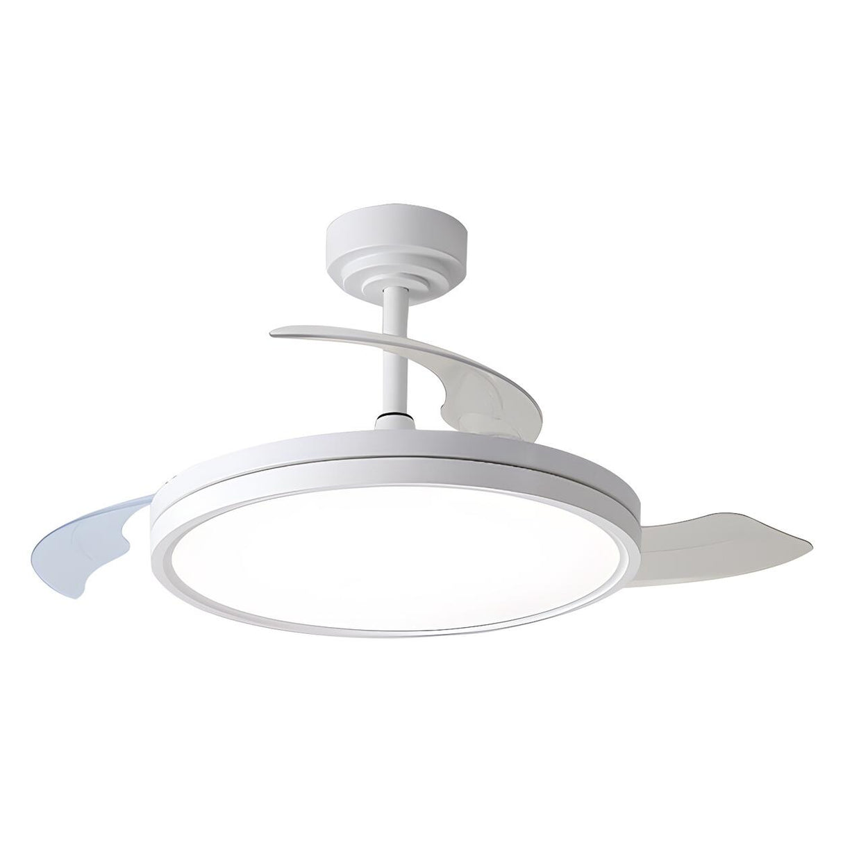 Minimalist Round White 3-Blade Ceiling Fan with Light Image - 6
