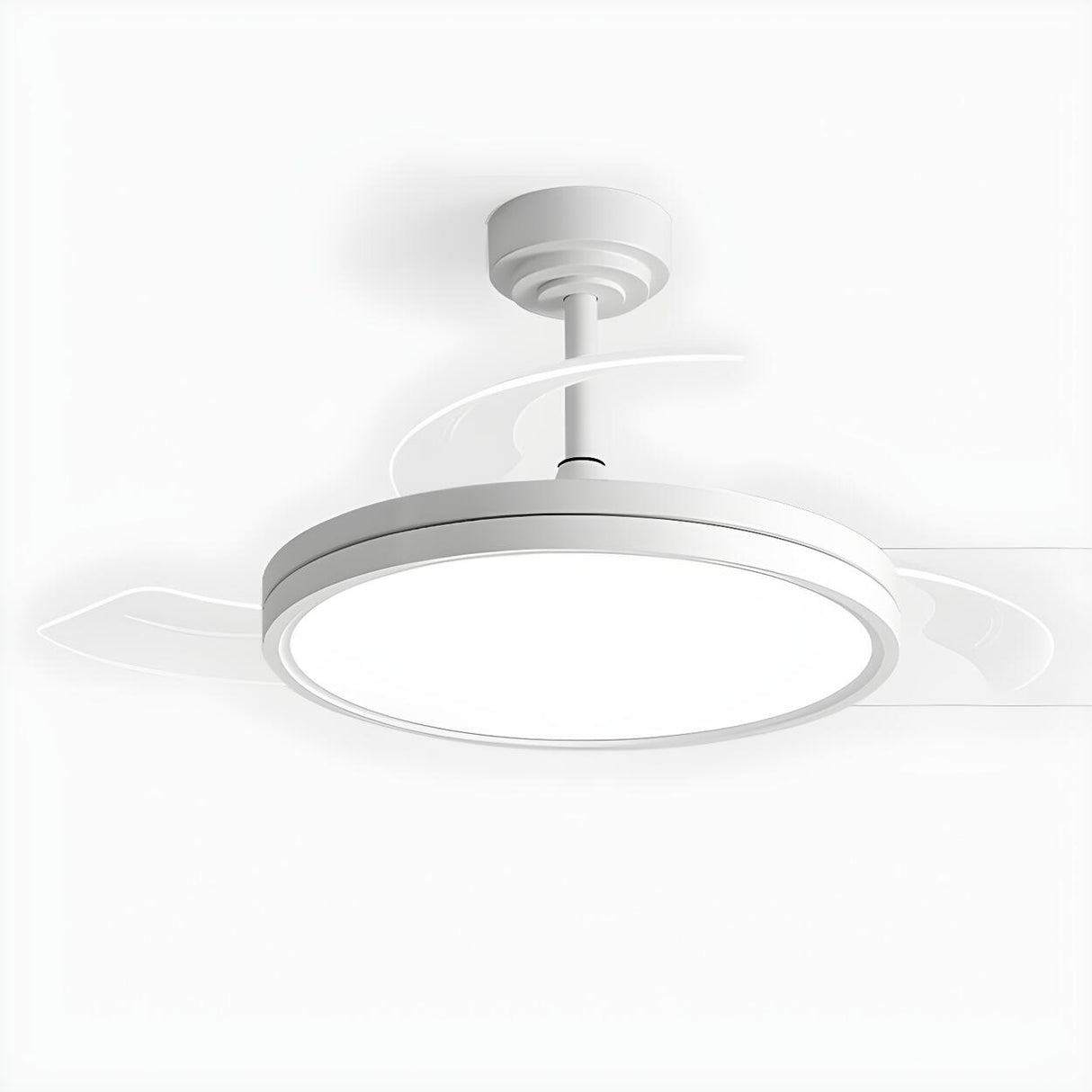 Minimalist Round White 3-Blade Ceiling Fan with Light Image - 7