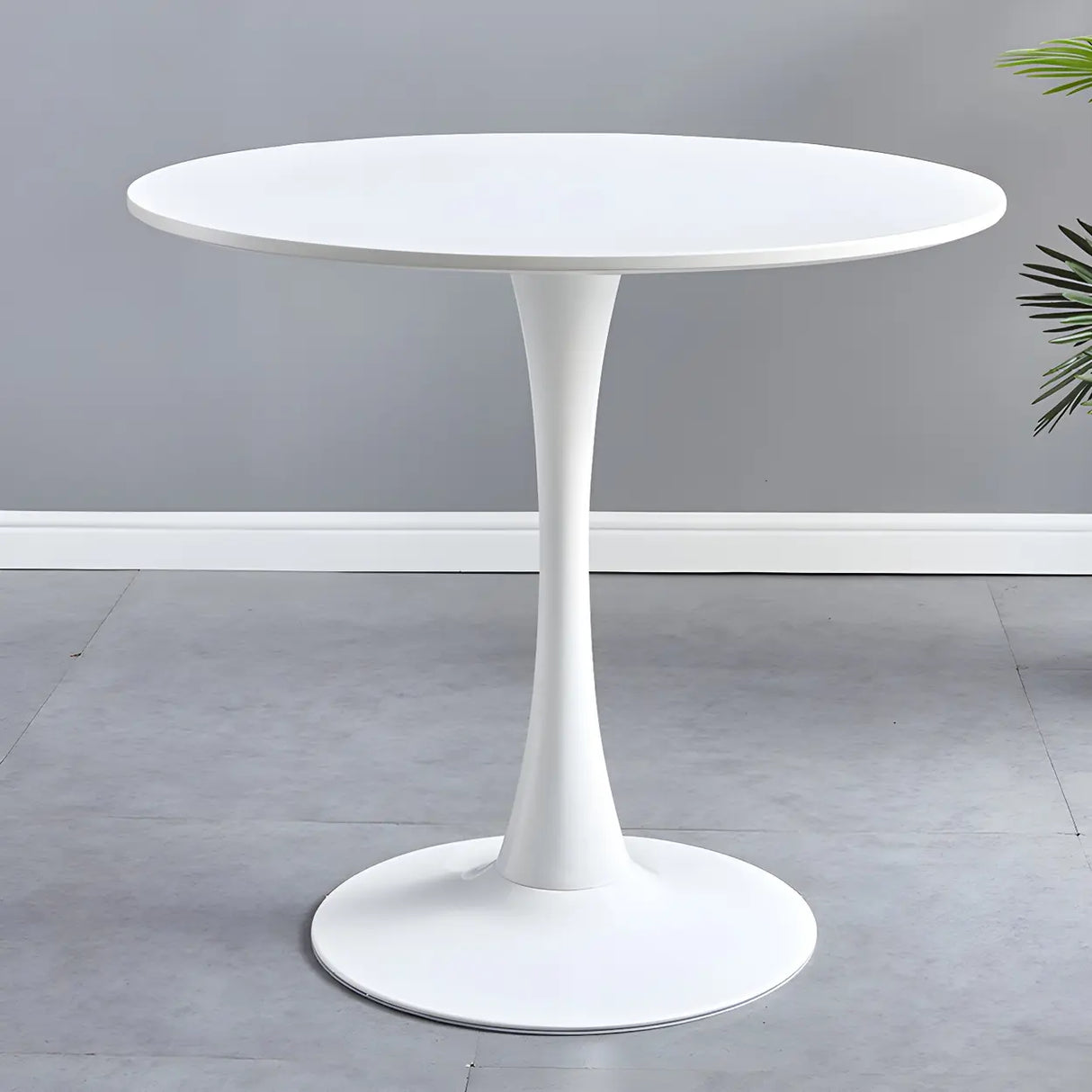 Minimalist Round White Wood Scratch Resistant Dining Table Image - 1