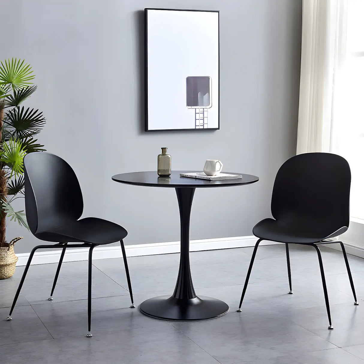 Minimalist Round White Wood Scratch Resistant Dining Table Image - 4