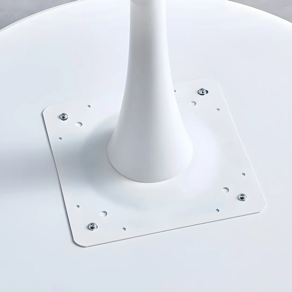 Minimalist Round White Wood Scratch Resistant Dining Table Image - 7