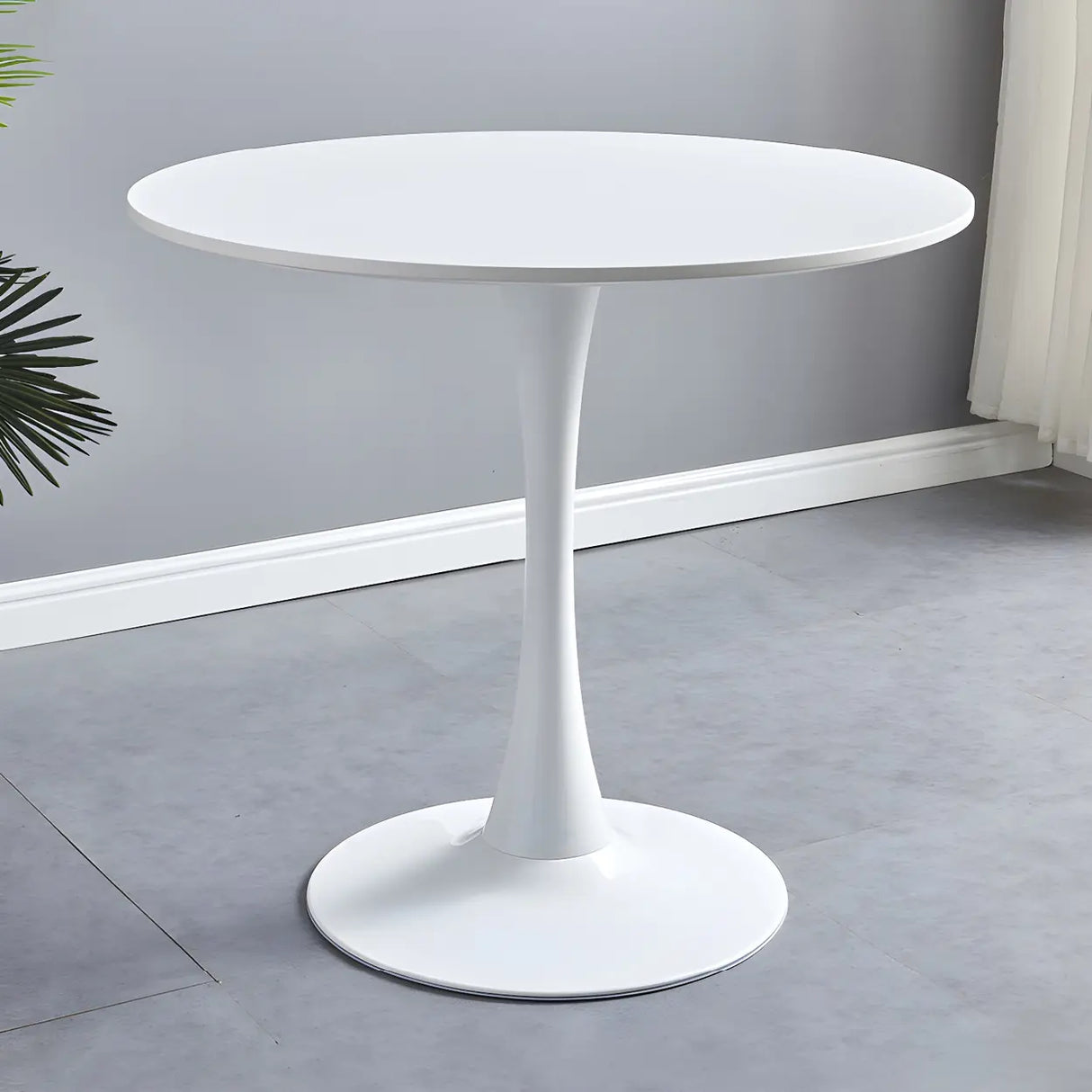 Minimalist Round White Wood Scratch Resistant Dining Table Image - 9