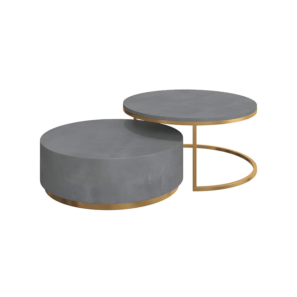 Minimalist Round Wood Top Metal Base Coffee Table Image - 10