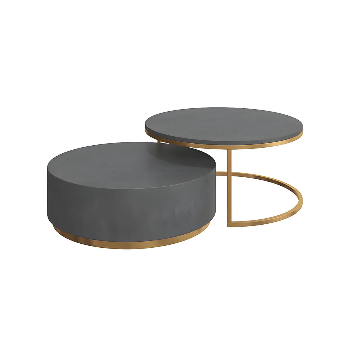 Minimalist Round Wood Top Metal Base Coffee Table Image - 15