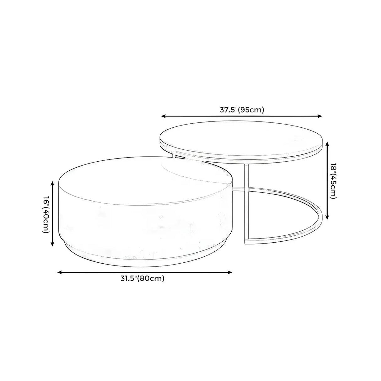 Minimalist Round Wood Top Metal Base Coffee Table Image - 22