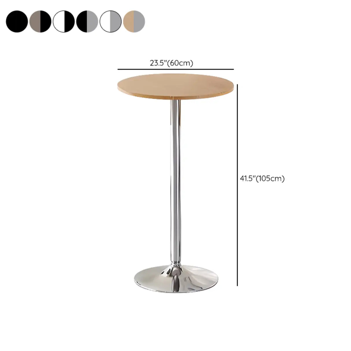 Minimalist Small Round Pedestal Pine Wood Brown Bar Table