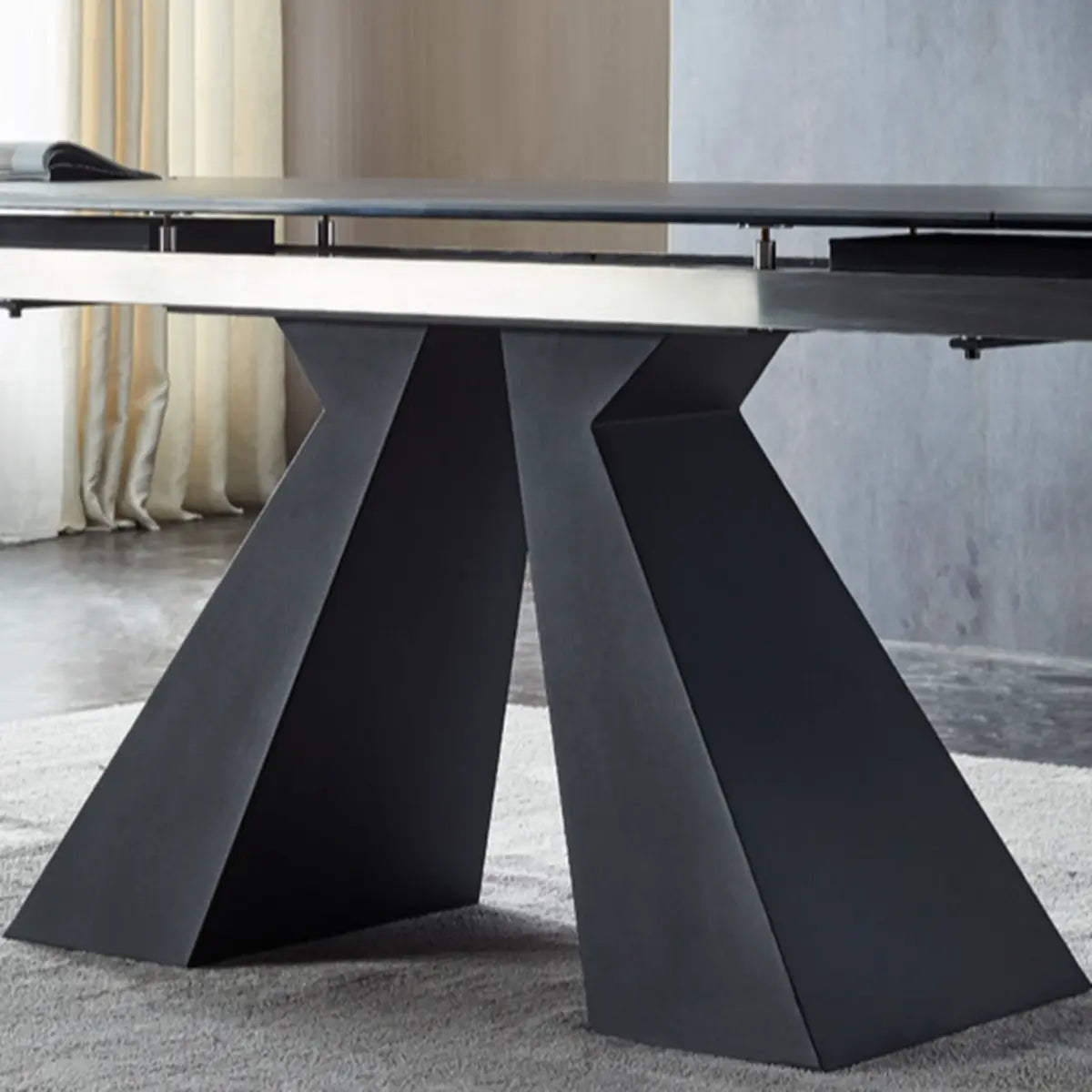 Minimalist Smoke Slate Rectangular Dining Table Grey Image - 6