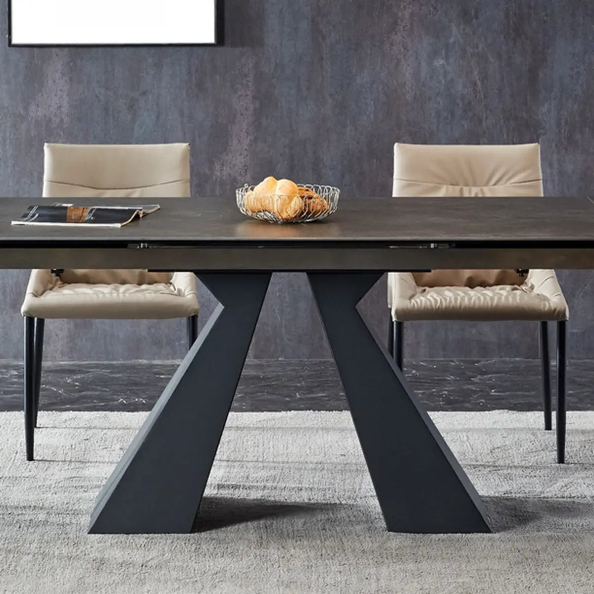 Minimalist Smoke Slate Rectangular Dining Table Grey Image - 8