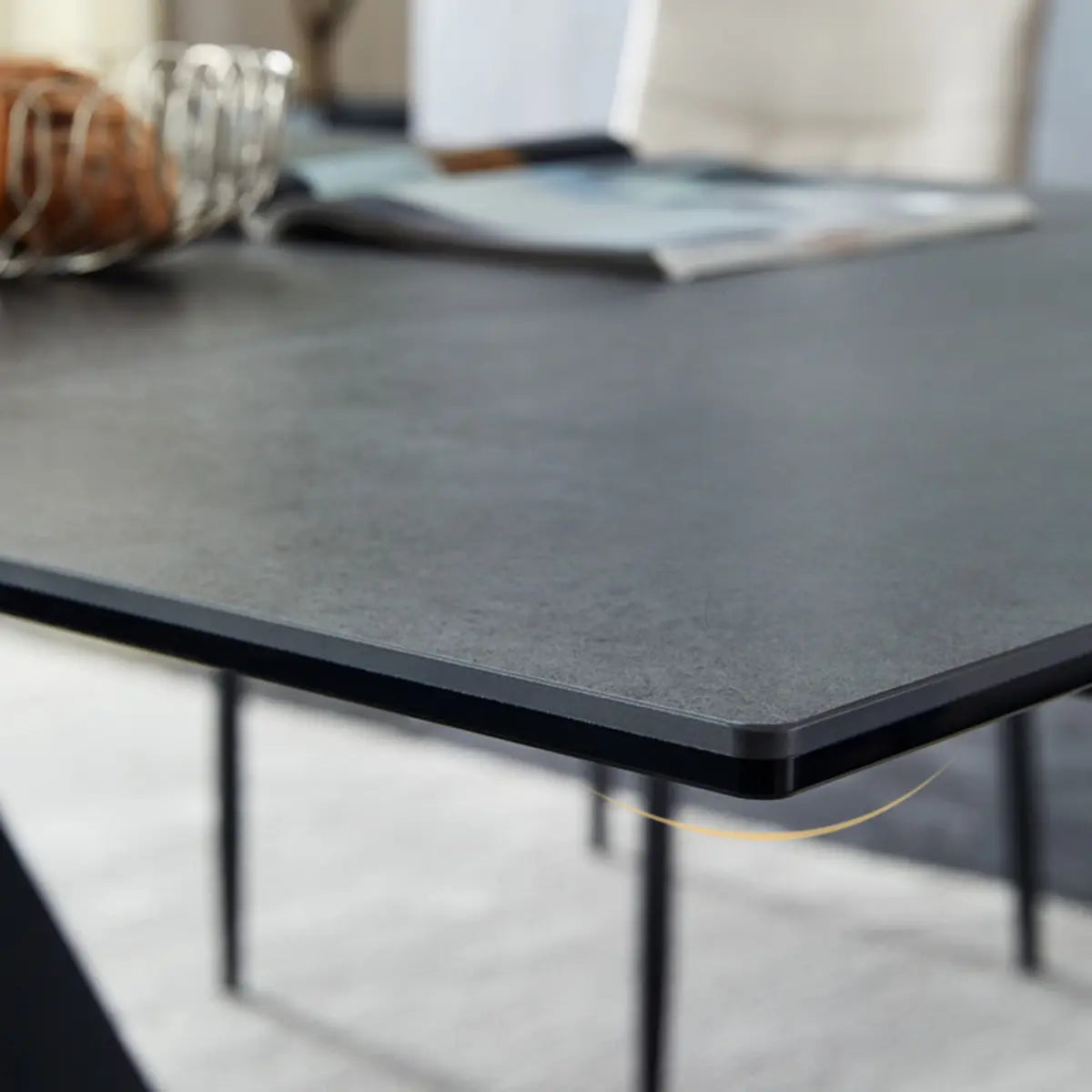 Minimalist Smoke Slate Rectangular Dining Table Grey Image - 9