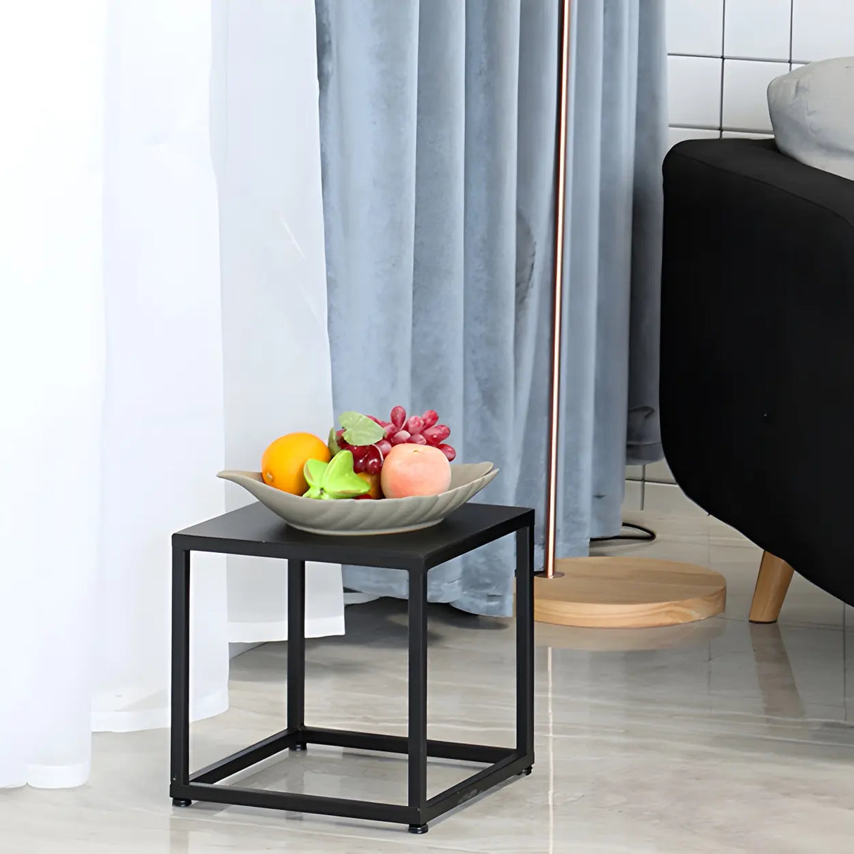 Minimalist Square 1 Tier Metal Frame Black Plant Stand Image - 21