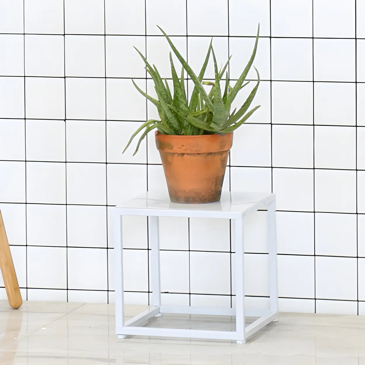 Minimalist Square 1 Tier Metal Frame Black Plant Stand Image - 22