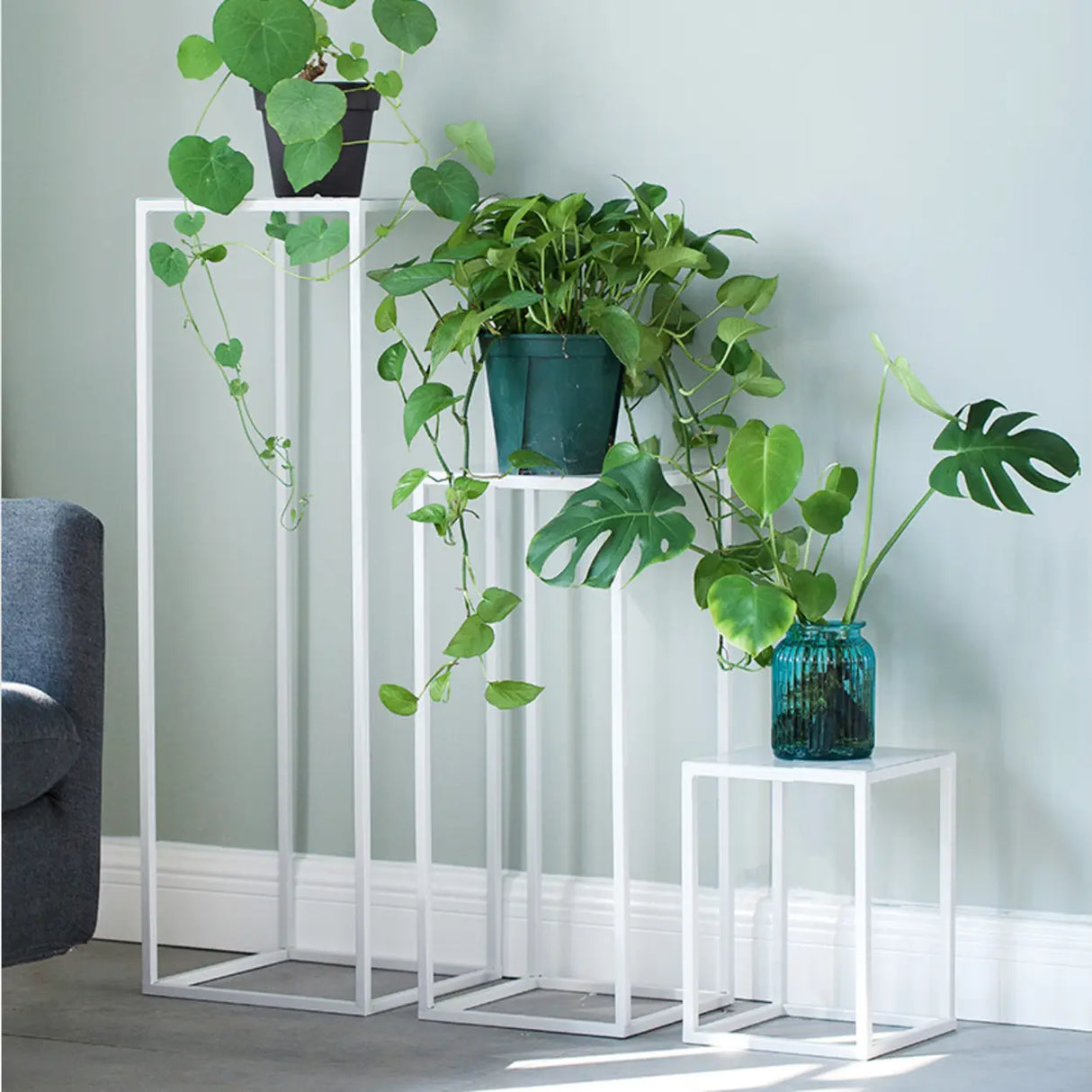 Minimalist Square 1 Tier Metal Frame Black Plant Stand Image - 14
