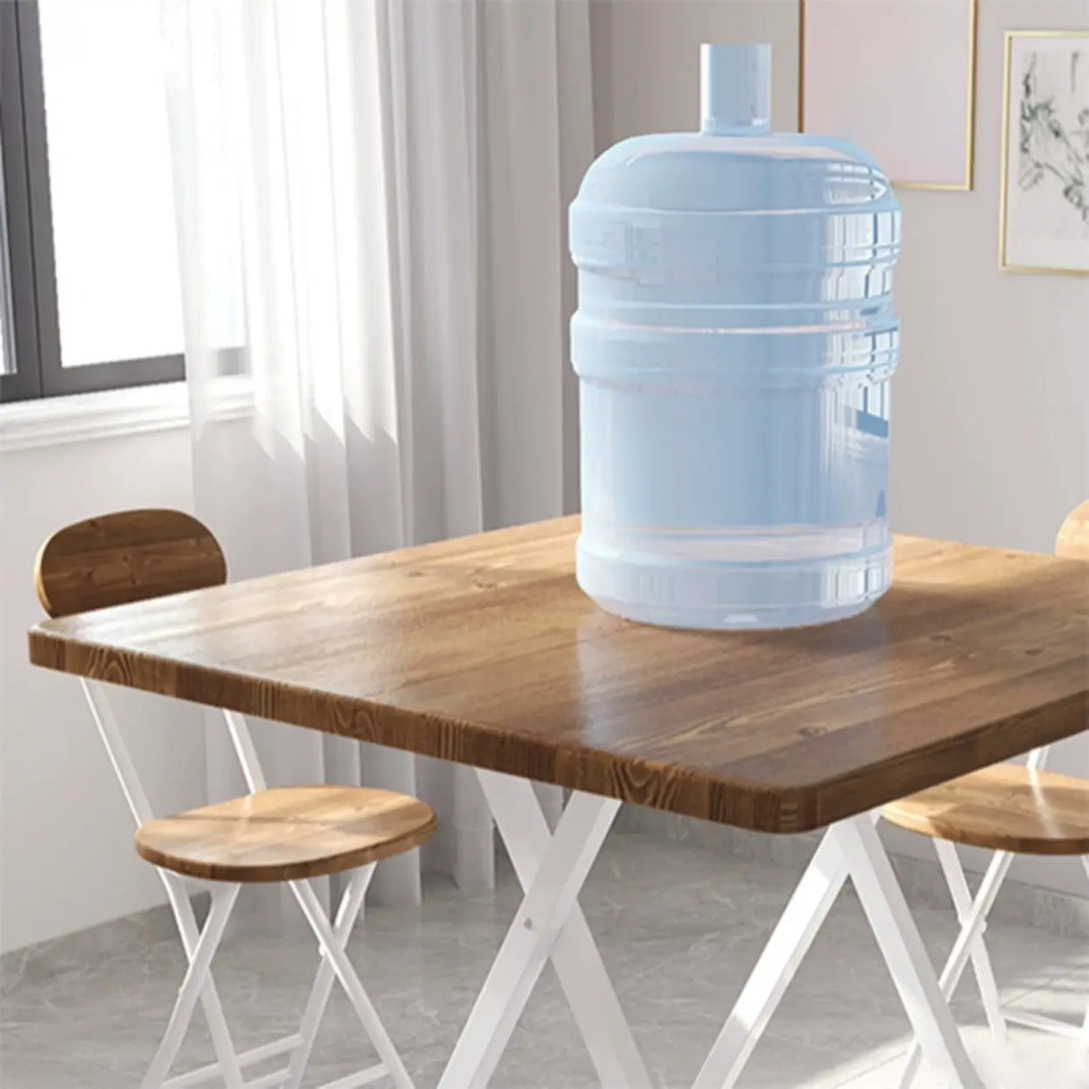 Minimalist Square Wood White Folding Dining Table Image - 15