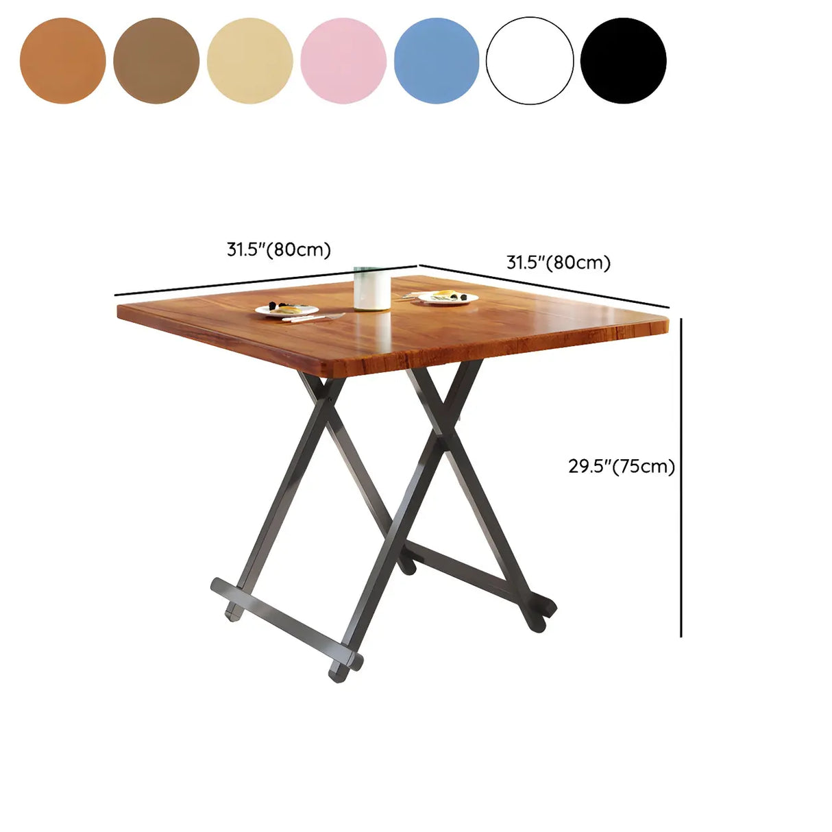 Minimalist Square Wood White Folding Dining Table Image - 19