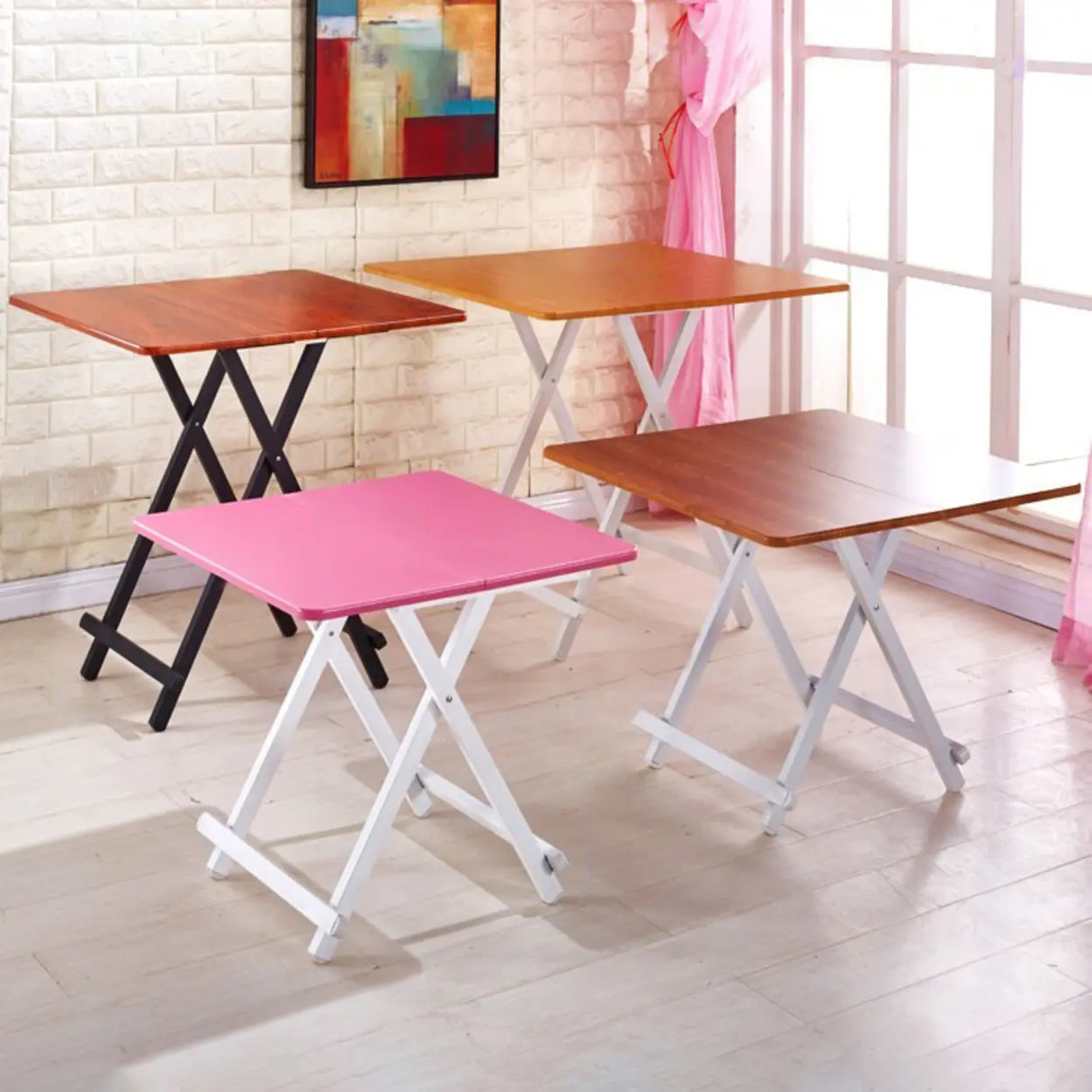 Minimalist Square Wood White Folding Dining Table Image - 6