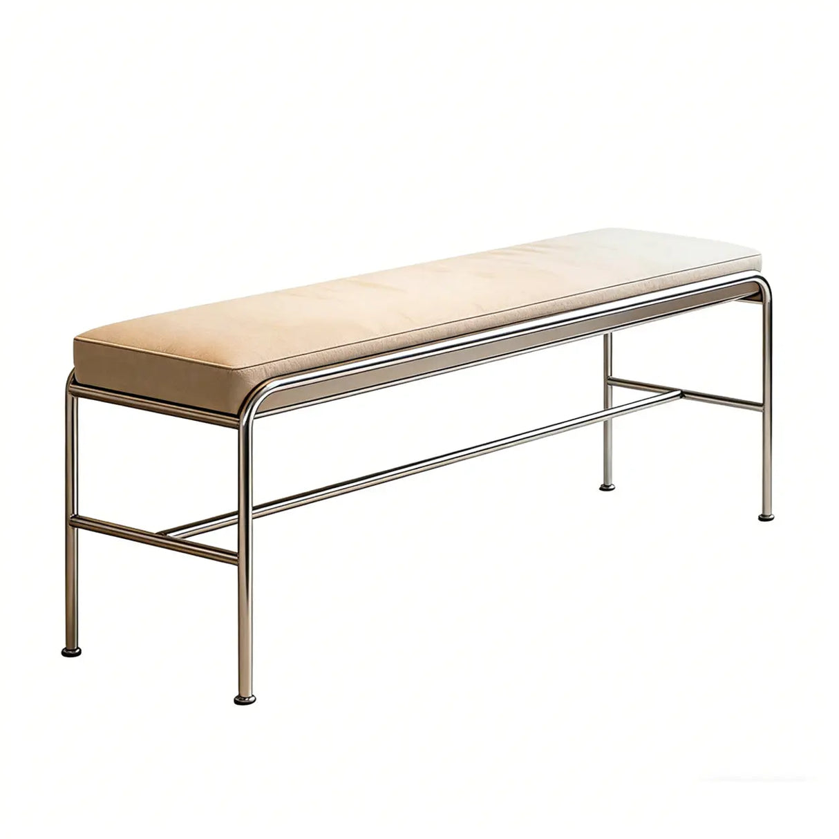 Minimalist Steel Frame Leather Entryway Bedroom Bench Image - 6