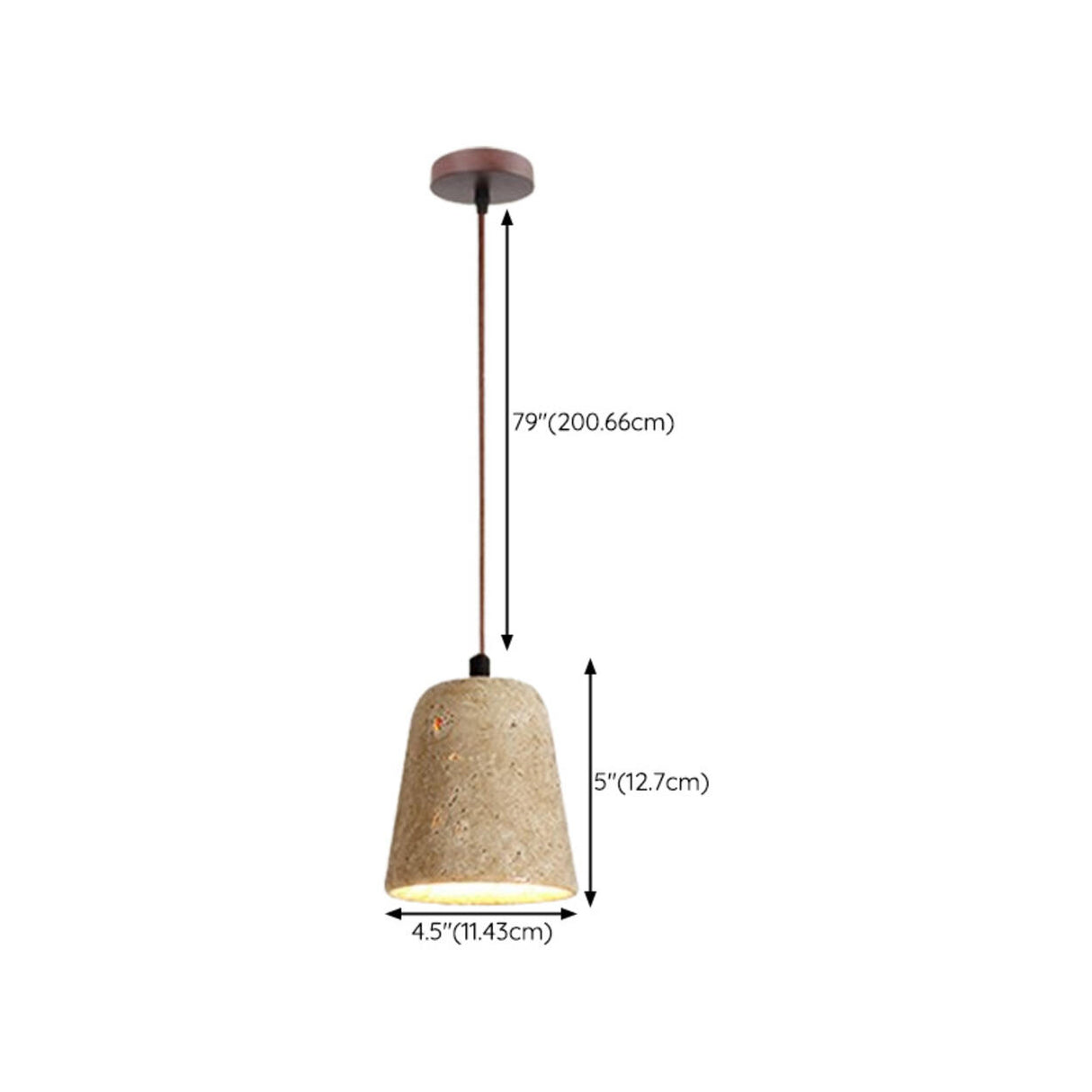Minimalist Stone Cylinder DIsc Pendant Light Flexible Length