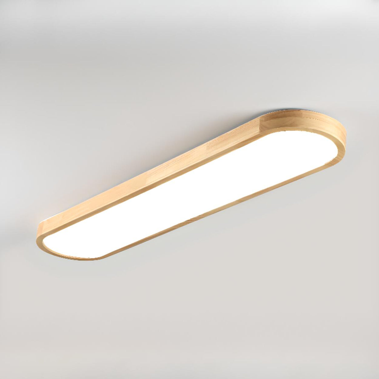 Minimalist Strip Wooden Flush Mount Light 3-Light Image - 11