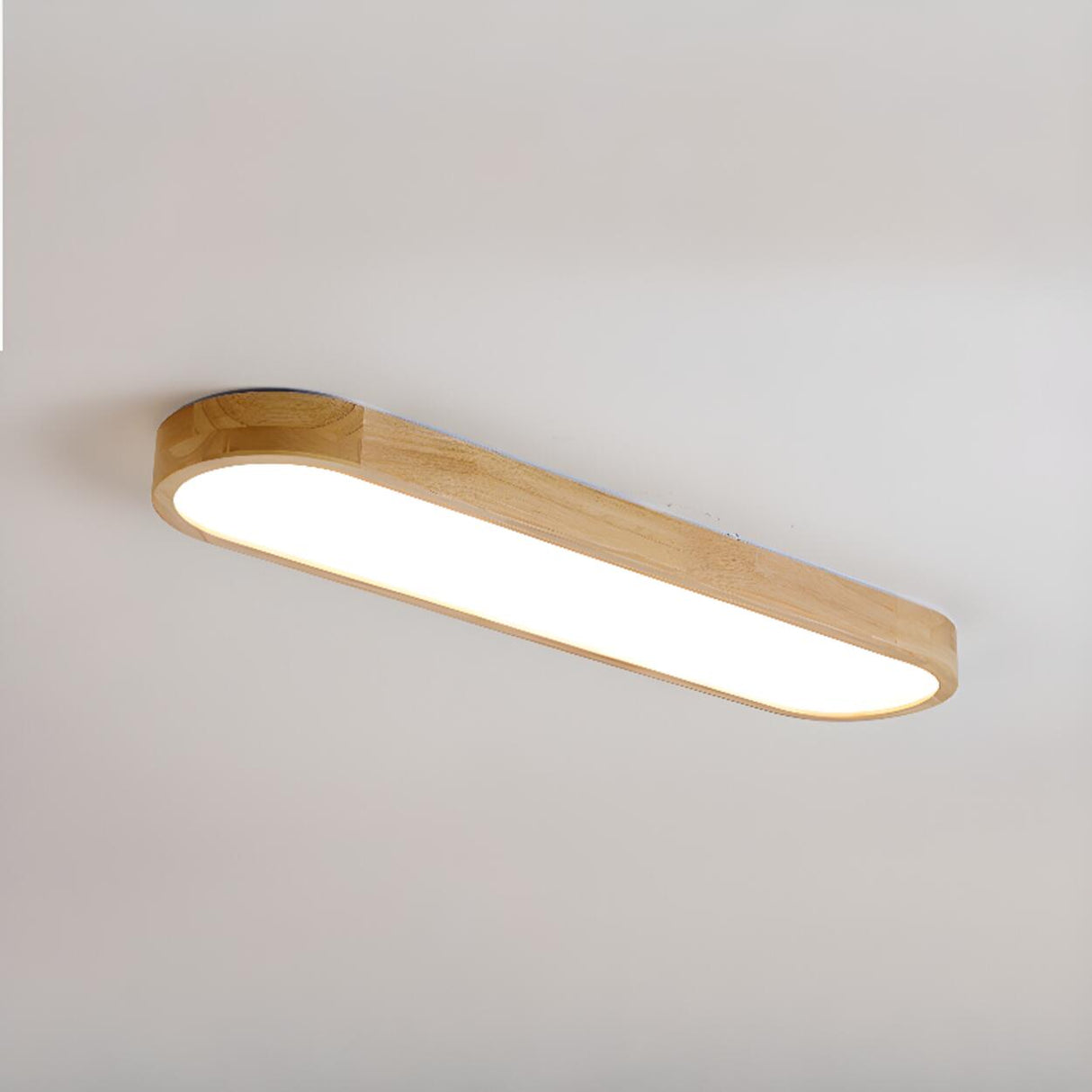 Minimalist Strip Wooden Flush Mount Light 3-Light Image - 14
