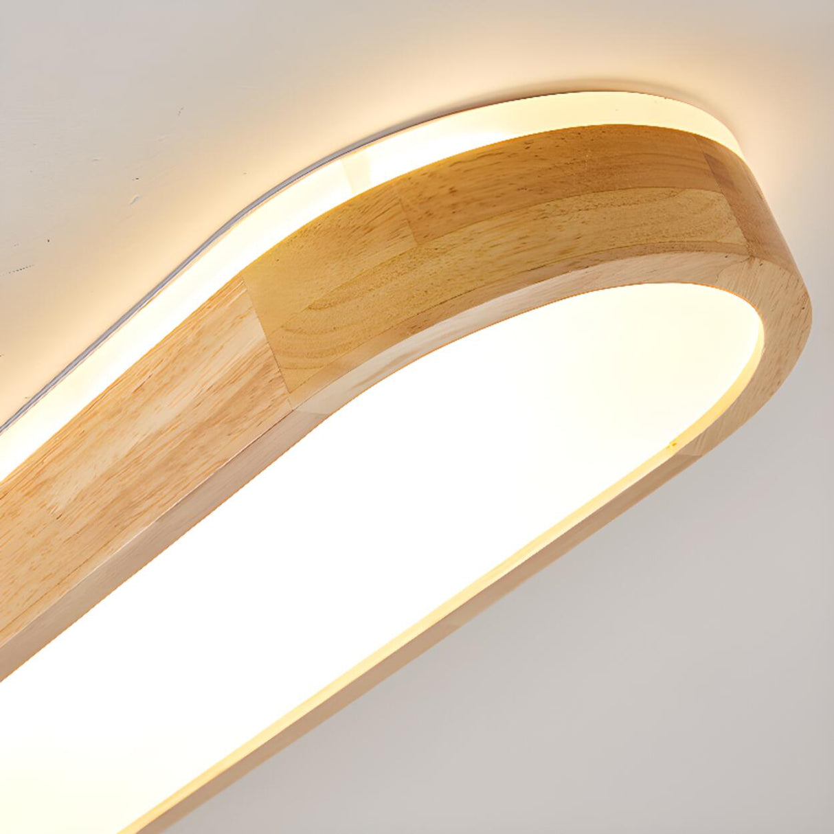 Minimalist Strip Wooden Flush Mount Light 3-Light Image - 15