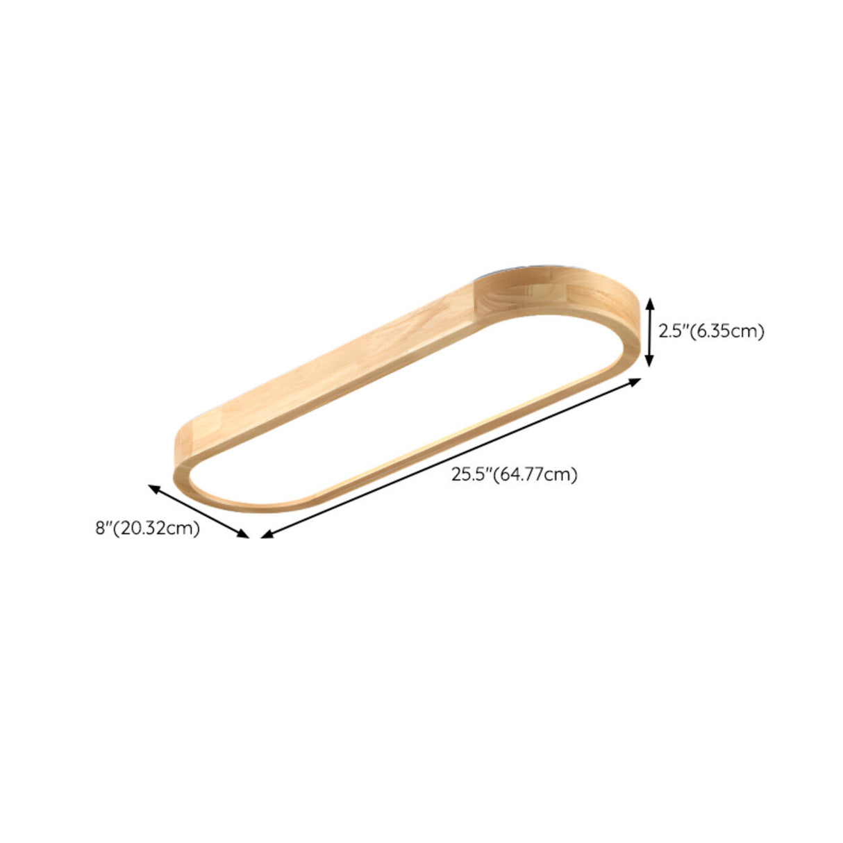 Minimalist Strip Wooden Flush Mount Light 3-Light