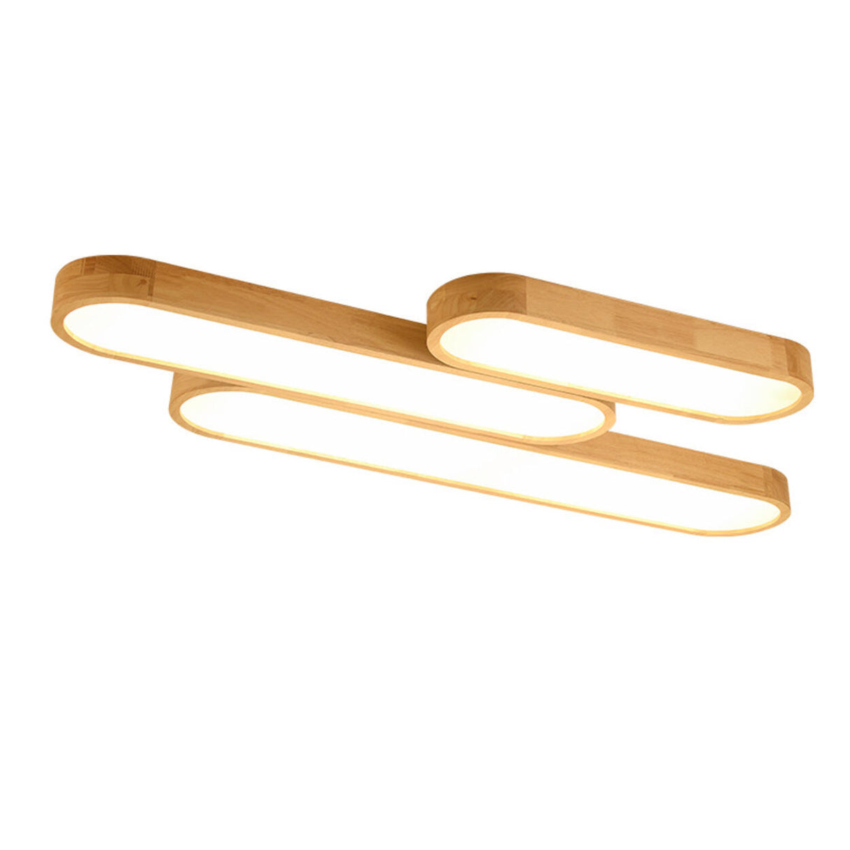 Minimalist Strip Wooden Flush Mount Light 3-Light Image - 5