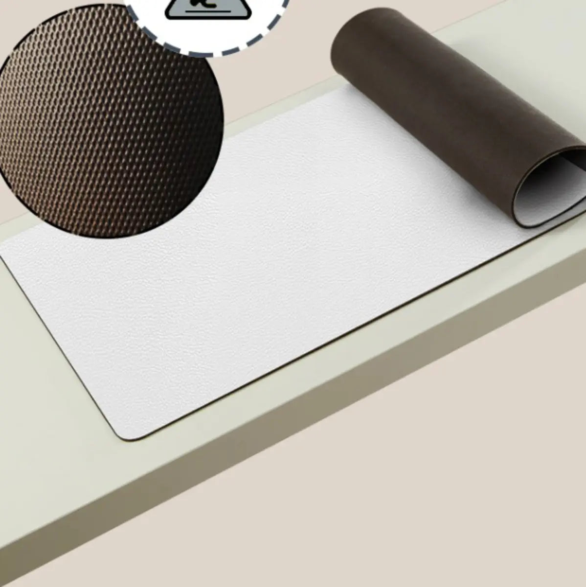 Minimalist Striped Pattern Vinyl Apricot Area Rug Image - 12