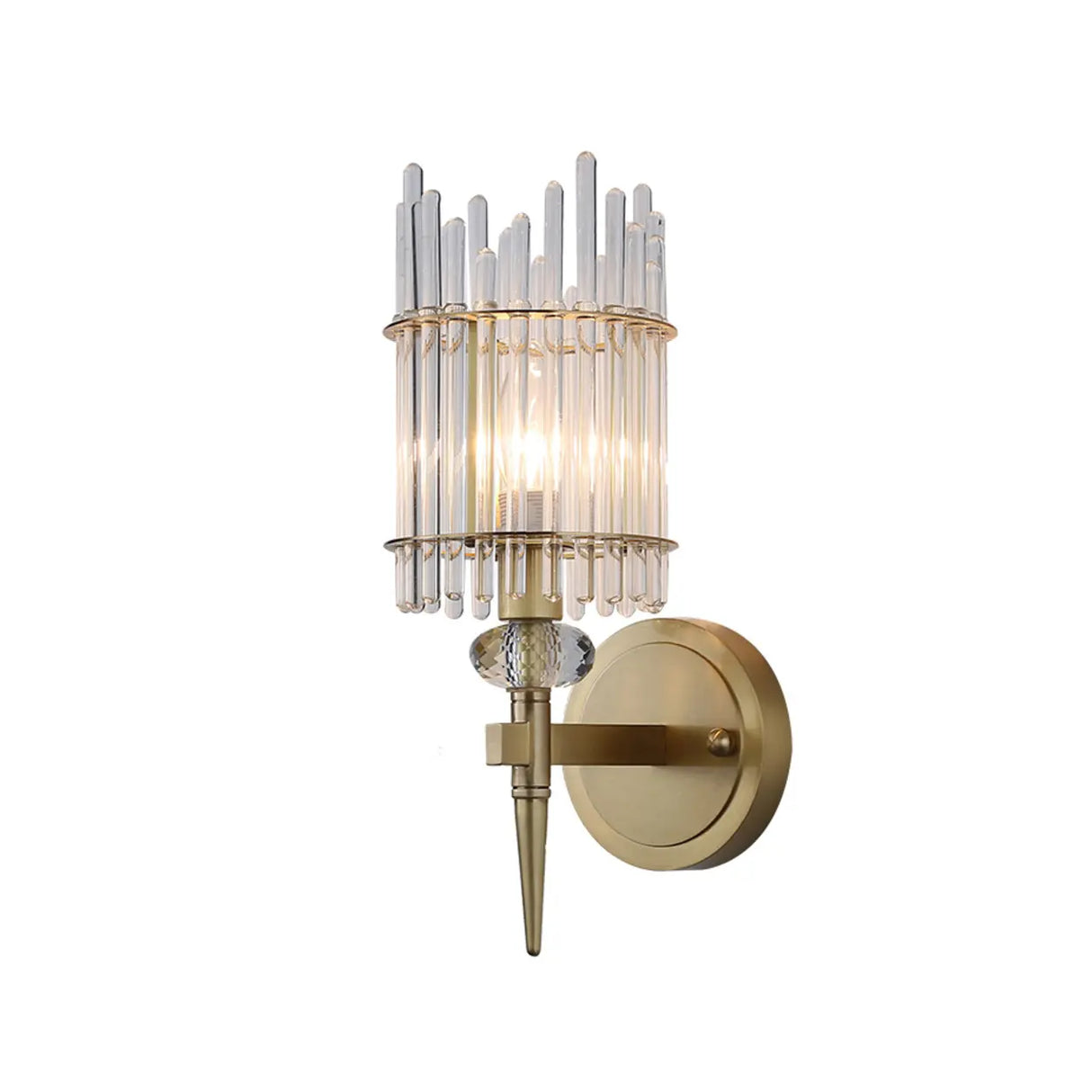 Minimalist Transparent Glass Gold Metal Wall Sconce Image - 5
