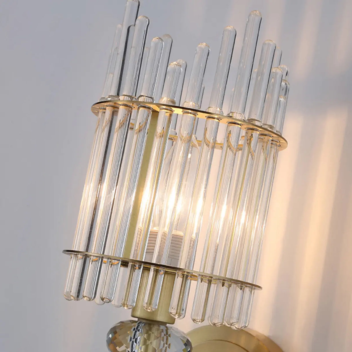 Minimalist Transparent Glass Gold Metal Wall Sconce Image - 8