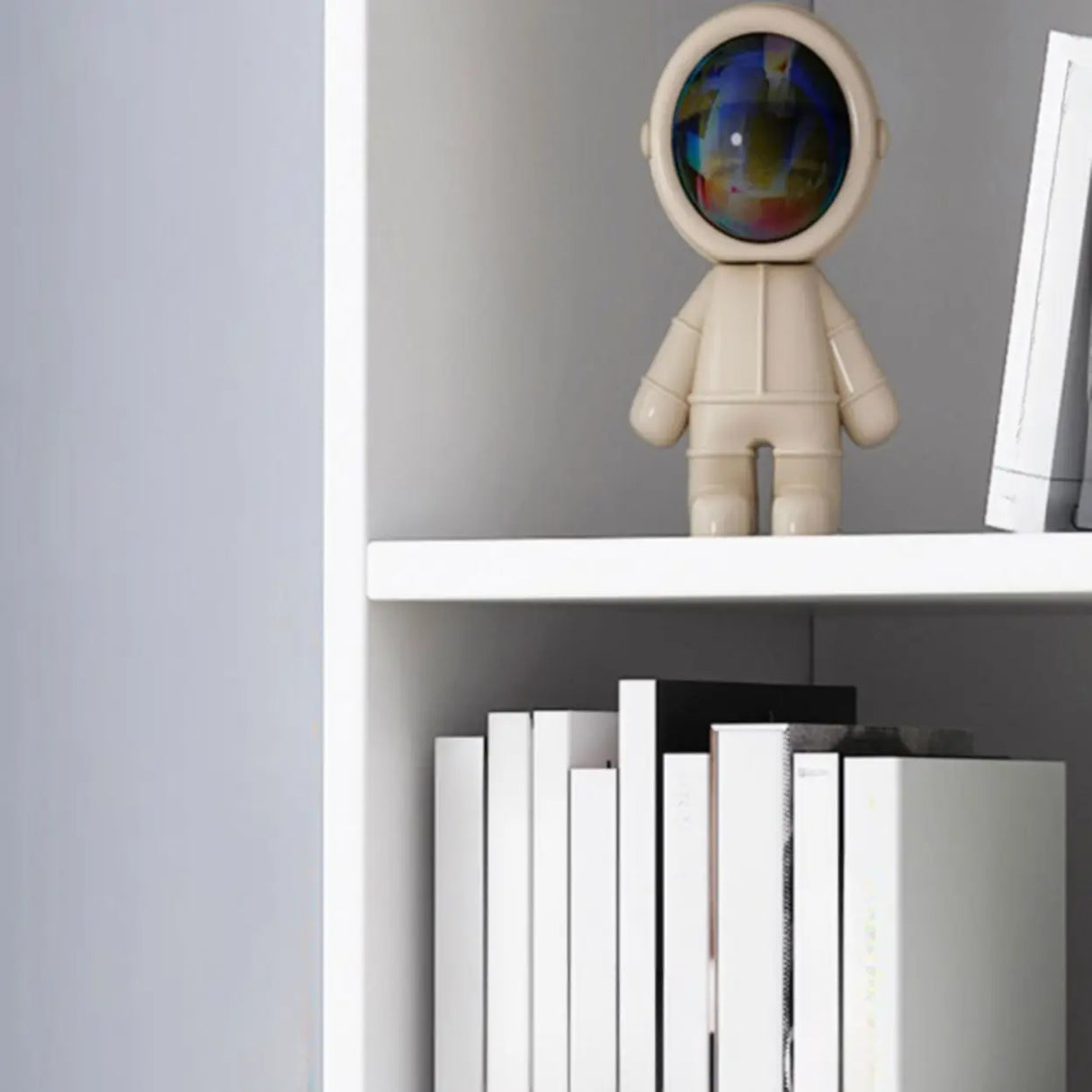 Minimalist Vertical Corner Wood Narrow Bookcase White Image - 17