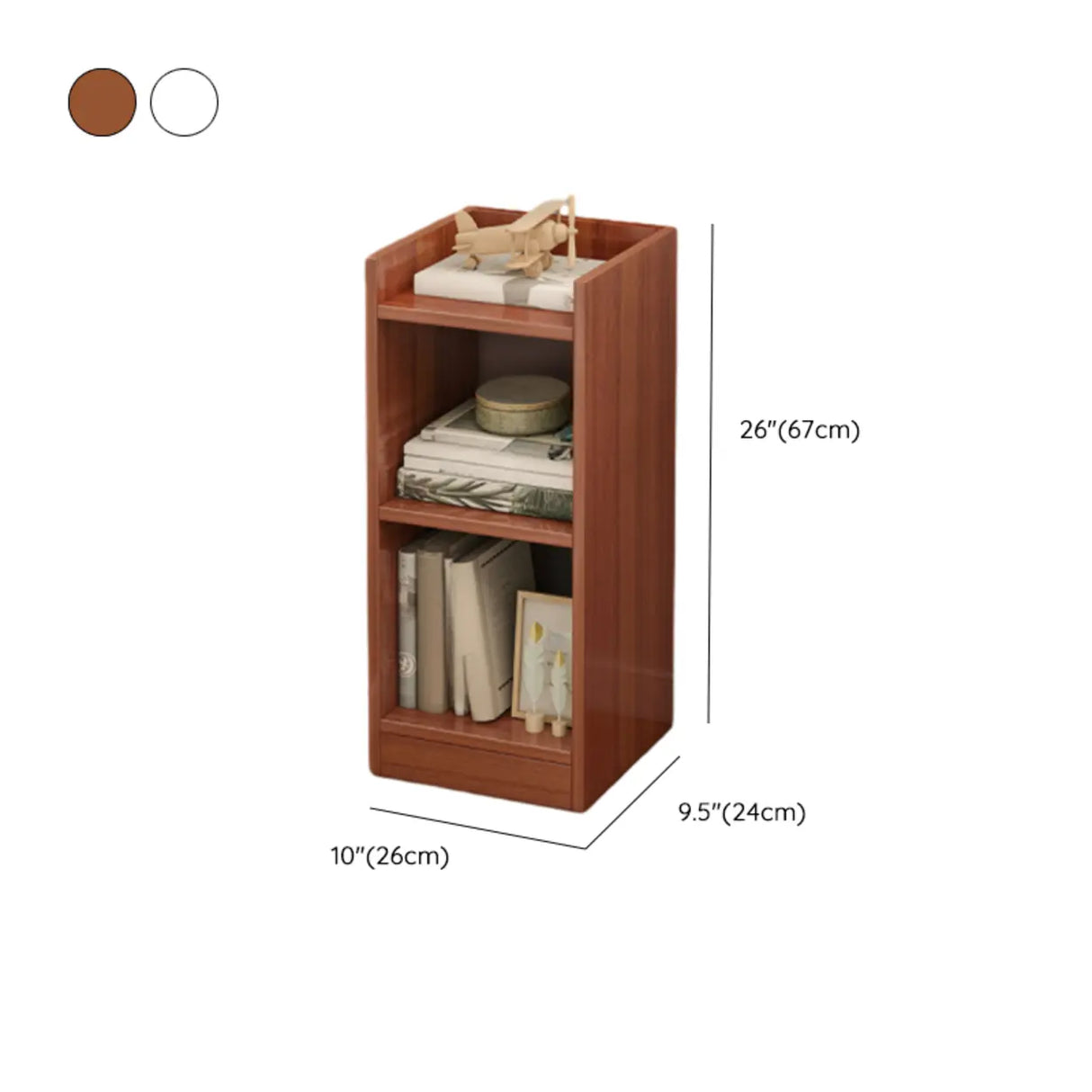 Minimalist Vertical Corner Wood Narrow Bookcase White