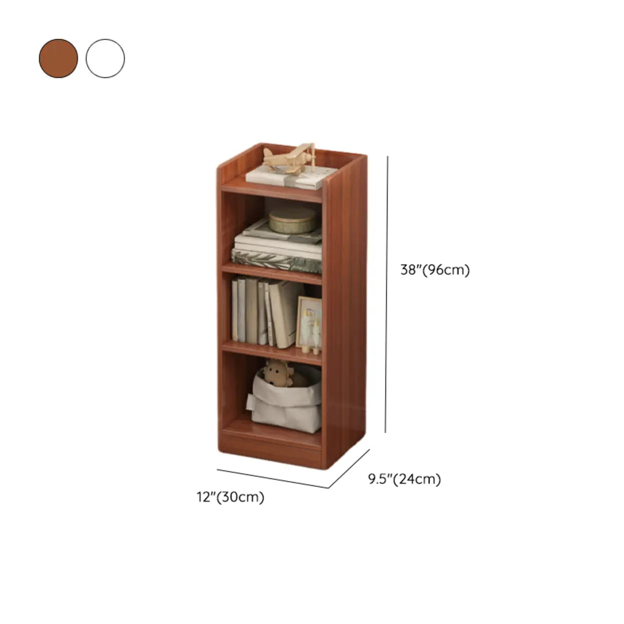Minimalist Vertical Corner Wood Narrow Bookcase White Image - 21