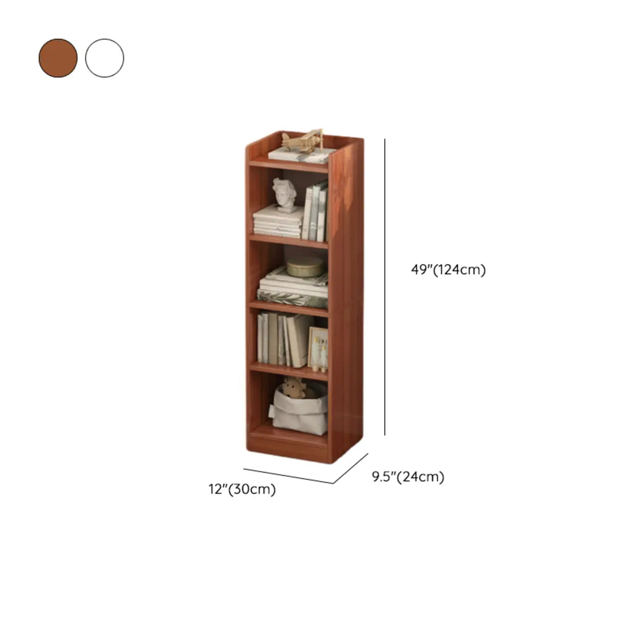 Minimalist Vertical Corner Wood Narrow Bookcase White Image - 22