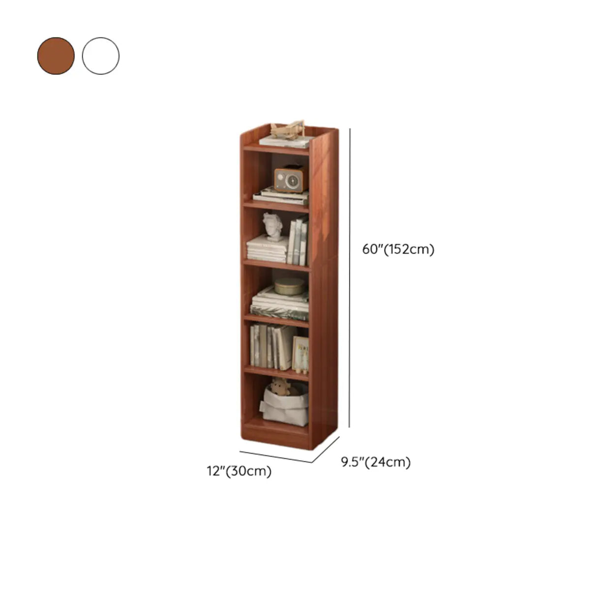 Minimalist Vertical Corner Wood Narrow Bookcase White Image - 23