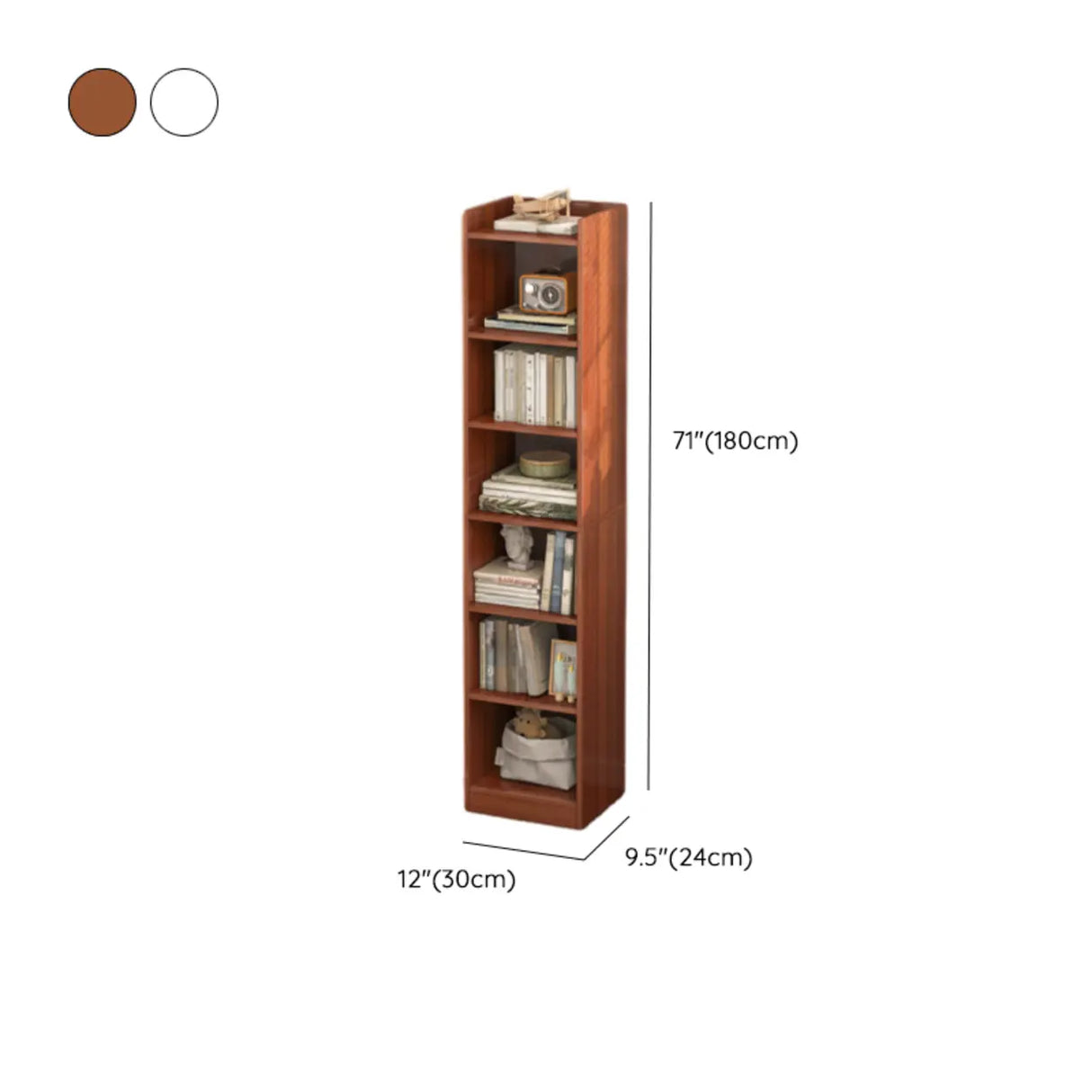 Minimalist Vertical Corner Wood Narrow Bookcase White Image - 24