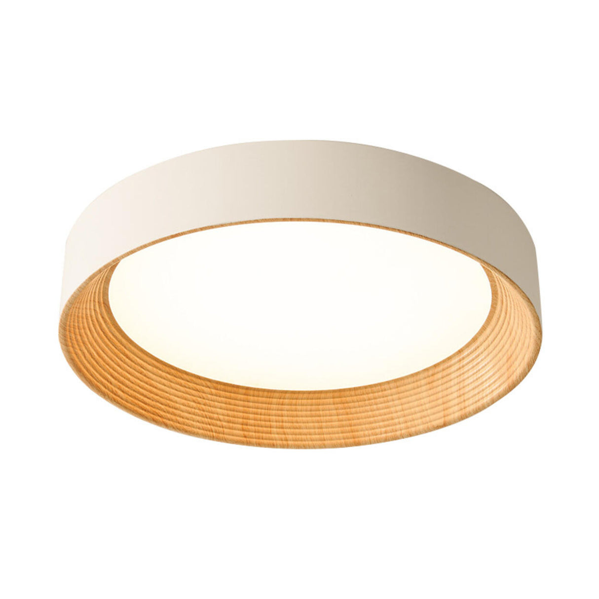 Minimalist Walnut Round Flush Mount Ceiling Light Image - 5