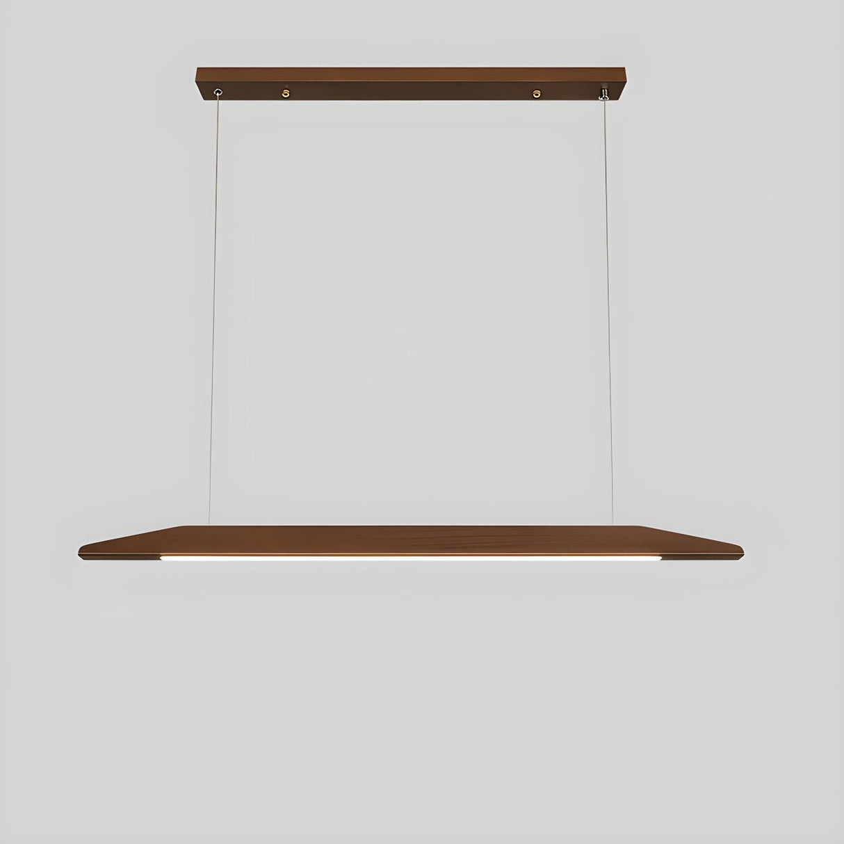 Minimalist Walnut Wooden Linear Island Pendant Light Image - 11