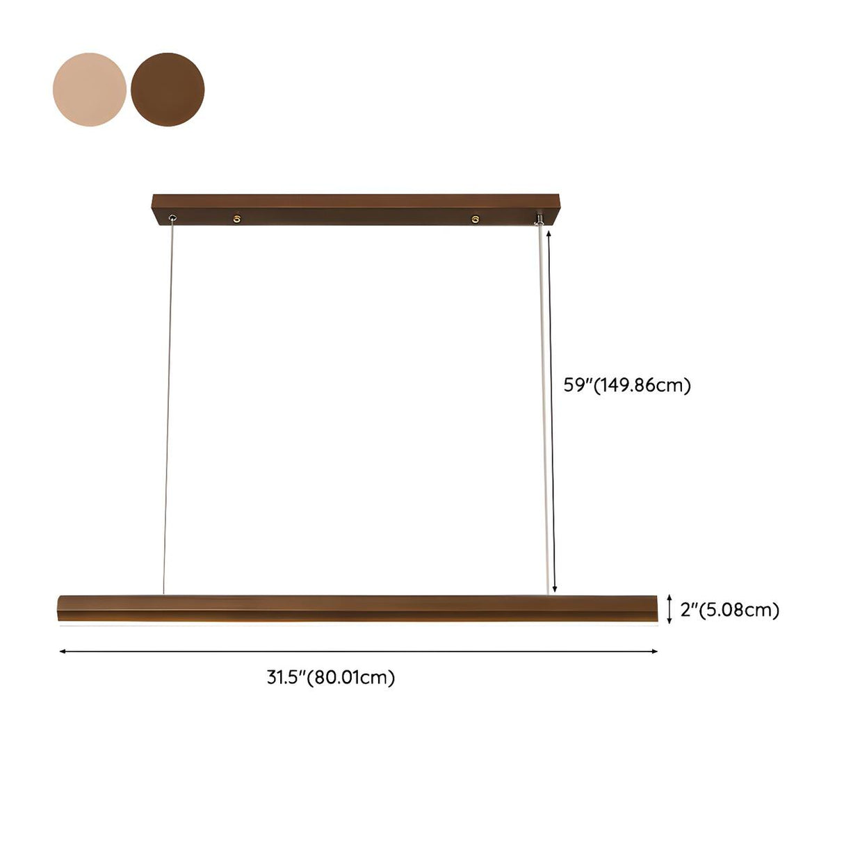 Minimalist Walnut Wooden Linear Island Pendant Light Image - 20